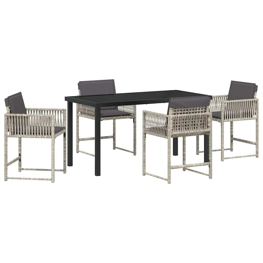 vidaXL Conjunto de Jantar para Jardim 5 pcs Cinzento-claro vime PE