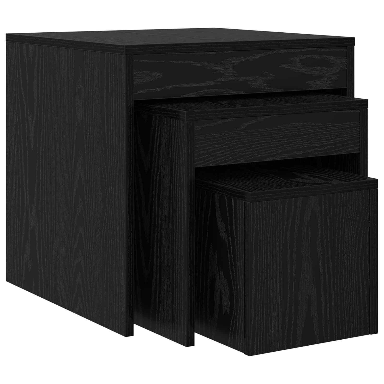 vidaXL Mesa de centro 3 pcs Carvalho Preto Madeira processada
