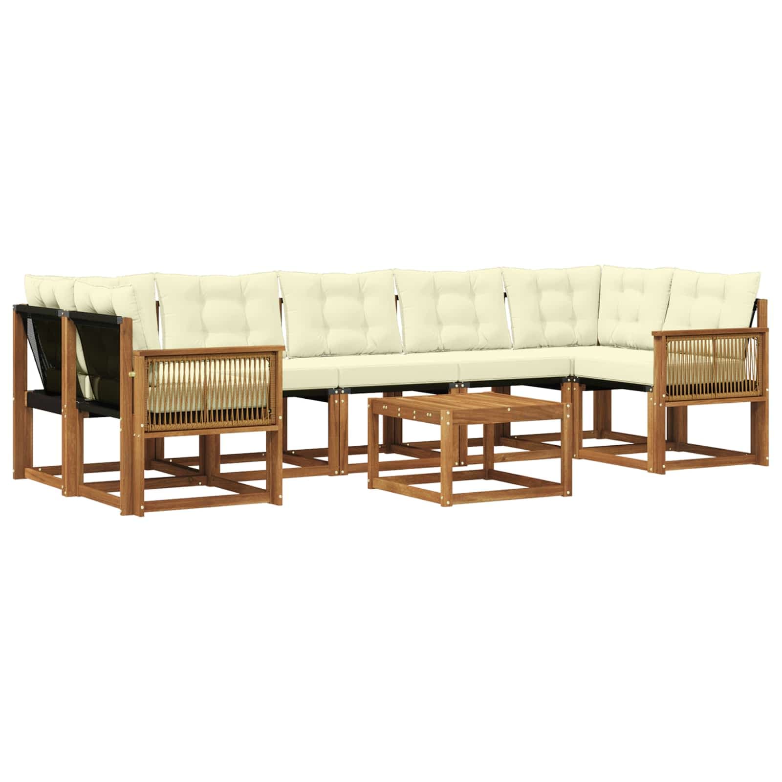 vidaXL Conjunto de Sofás para Exterior 8 pcs Natural e Creme