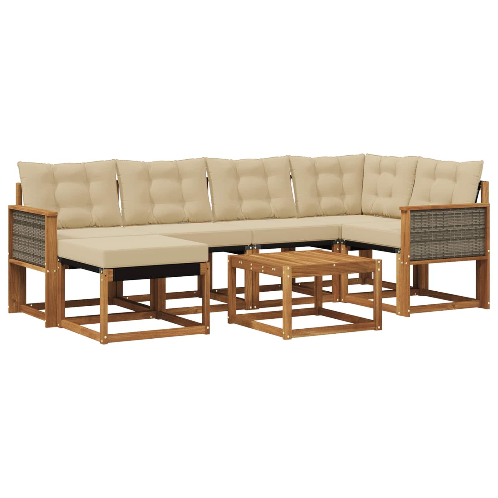 vidaXL Conjunto de Sofás para Exterior 7 pcs Natural e Bege