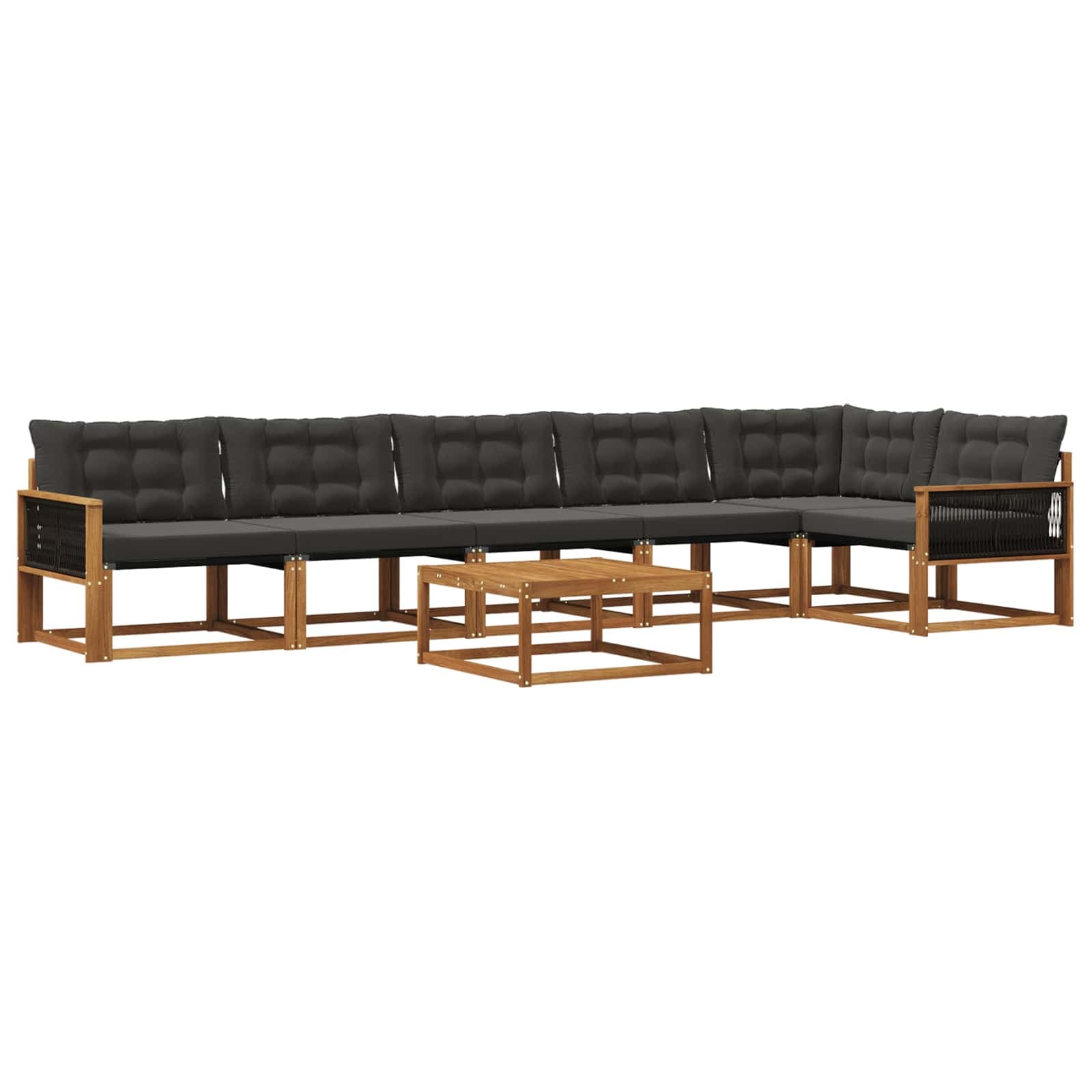 vidaXL Conjunto de Sofás para Exterior 7 pcs Natural e Preto