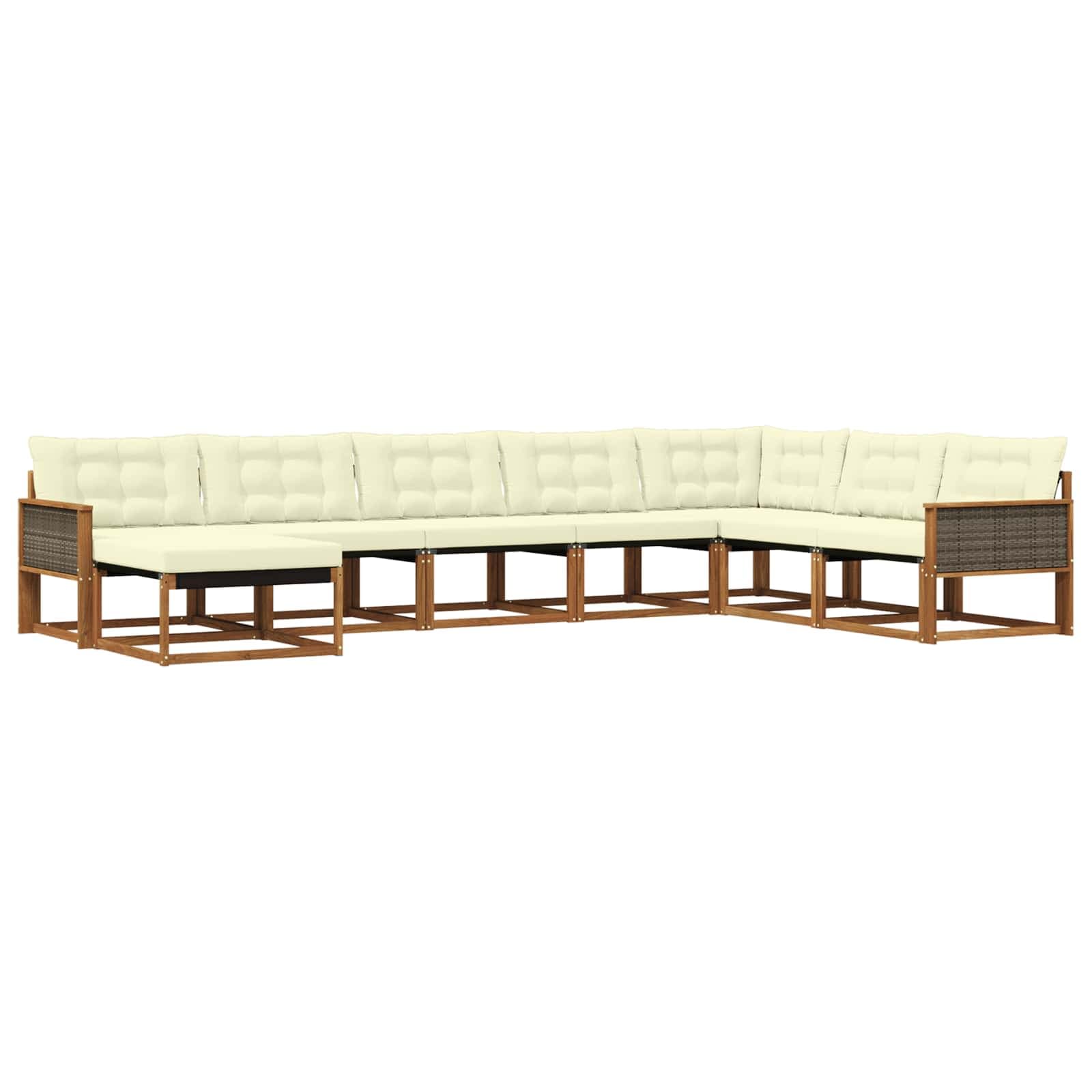 vidaXL Conjunto de Sofás para Exterior 8 pcs Natural e Creme