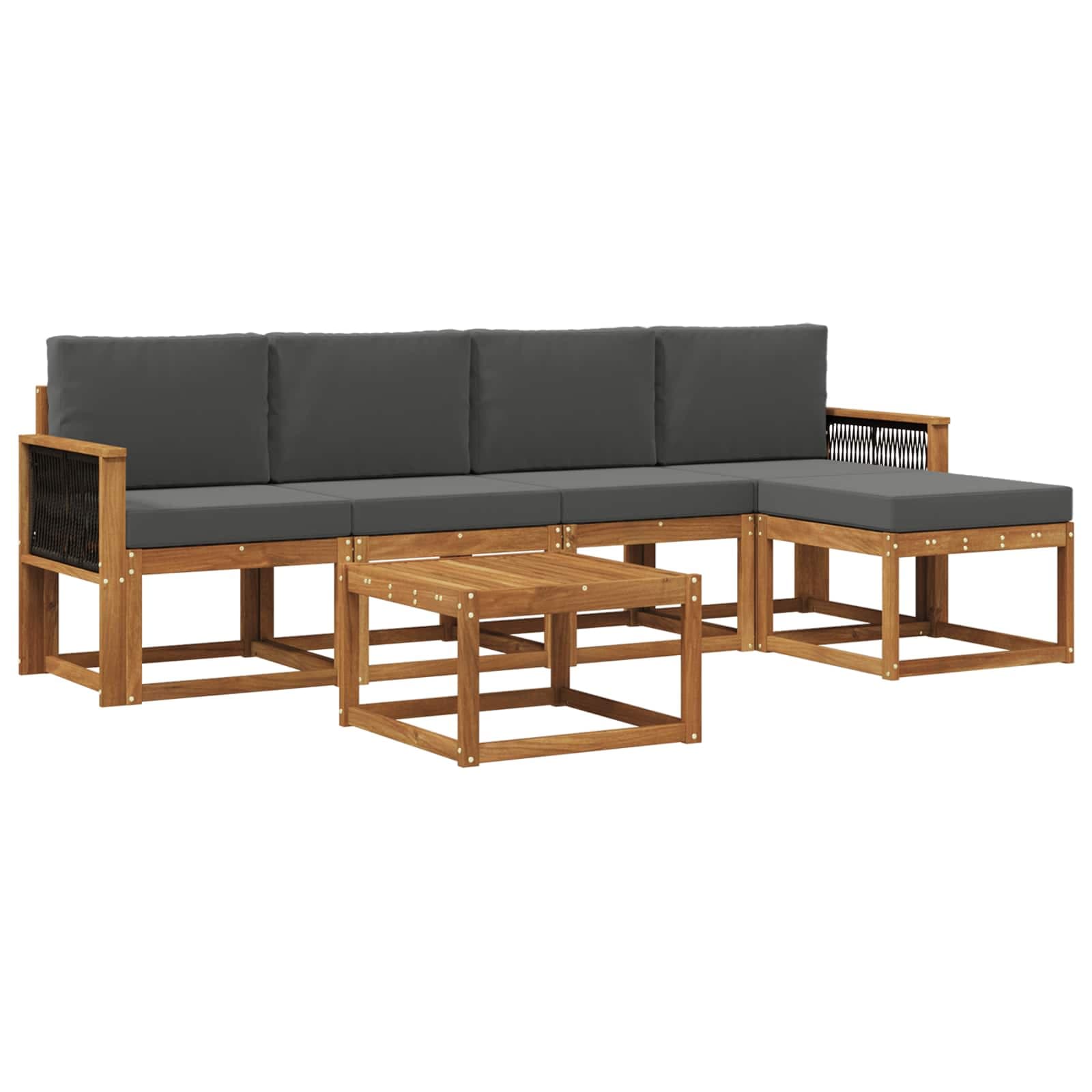 vidaXL Conjunto de Sofás para Exterior 6 pcs Natural e Antracite