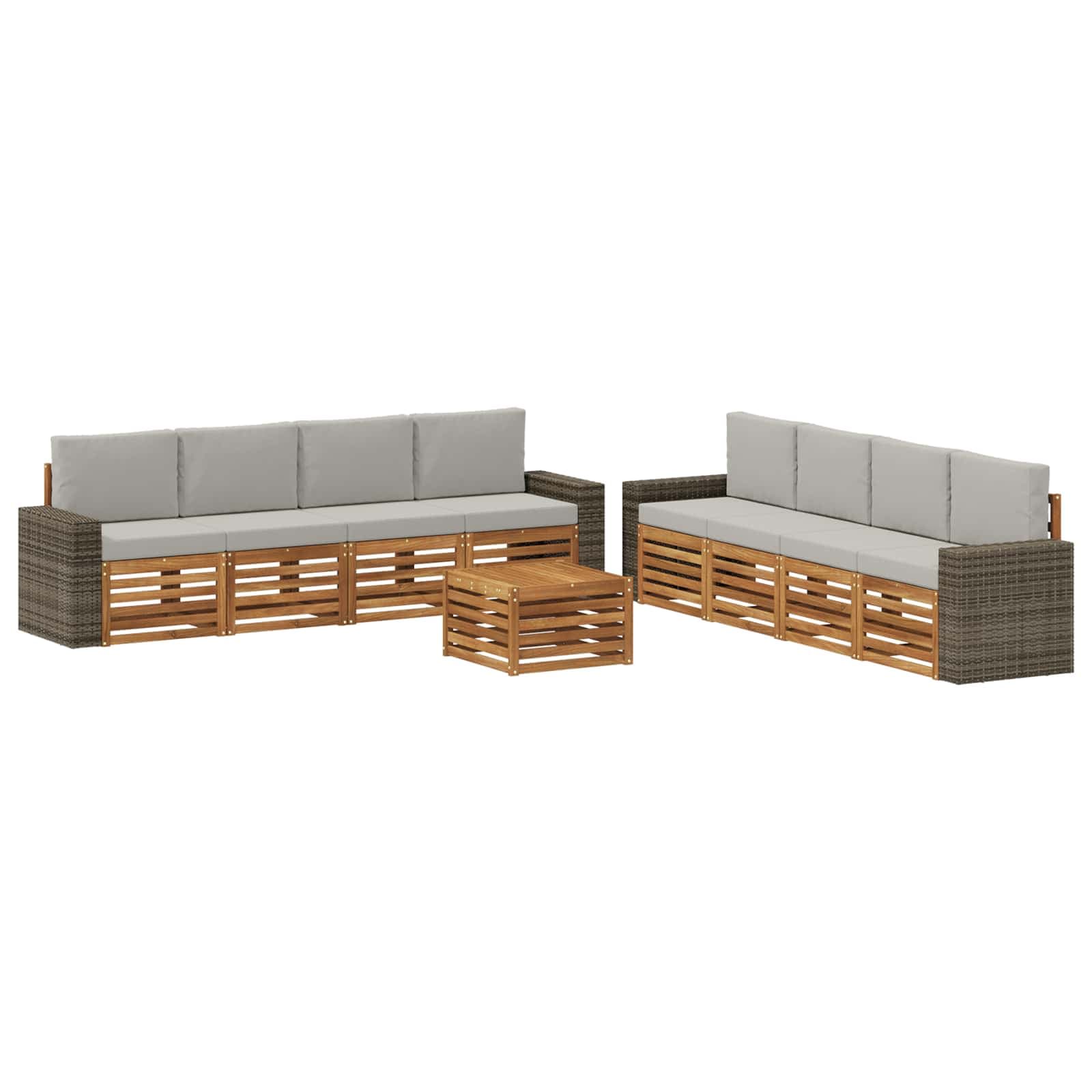 vidaXL Conjuntos de sofás com almofada 9 pcs Madeira Sólida de Acácia