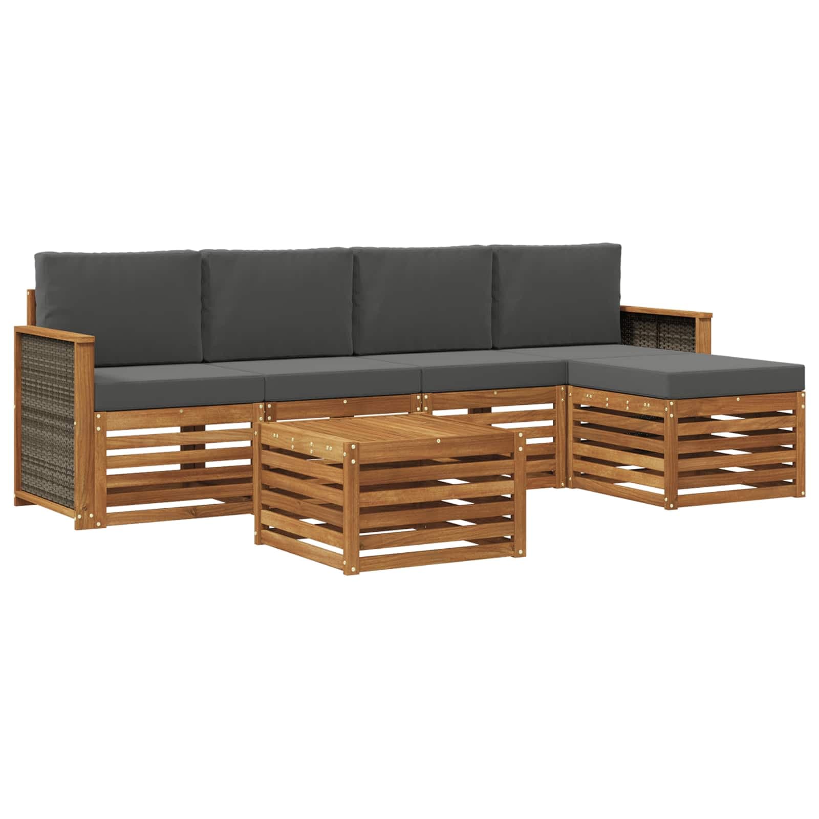 vidaXL Conjunto de Sofás para Exterior 6 pcs Natural e Antracite