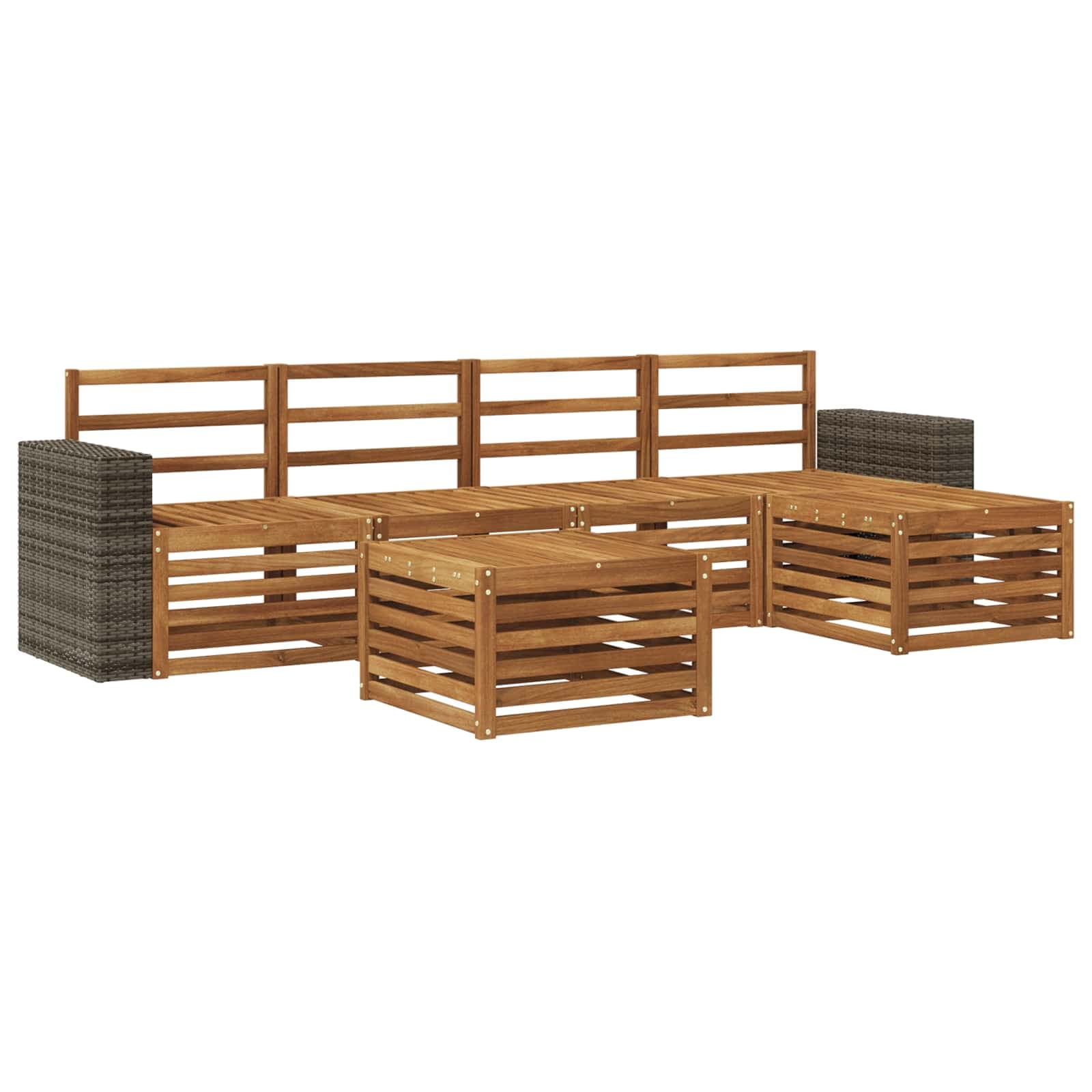 vidaXL Conjunto de Sofás para Exterior 6 pcs Natural