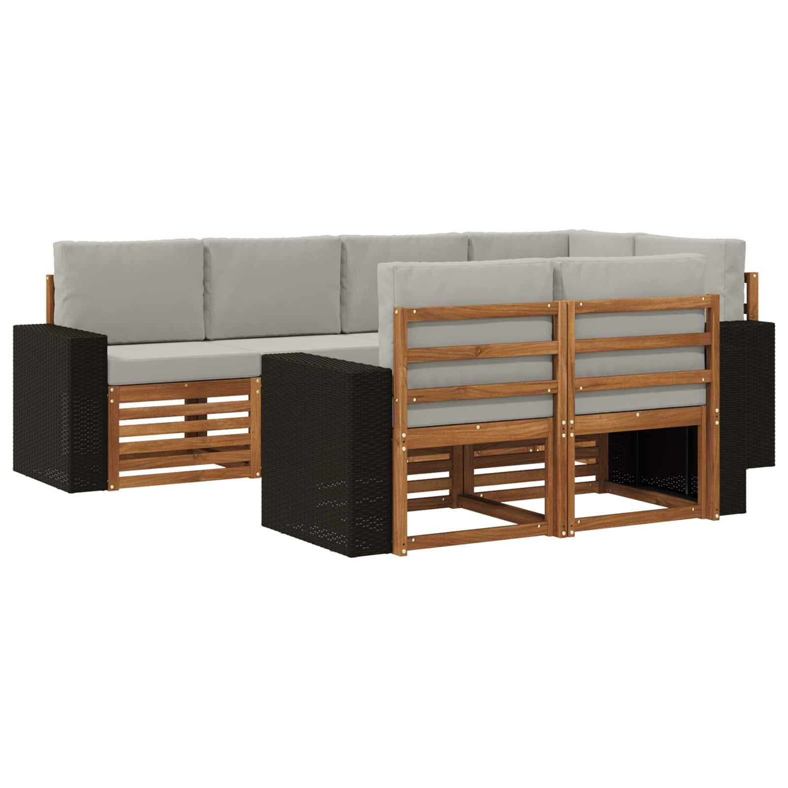 vidaXL Conjunto de Sofá Sectional 7 pcs Natural e Cinzento-Claro