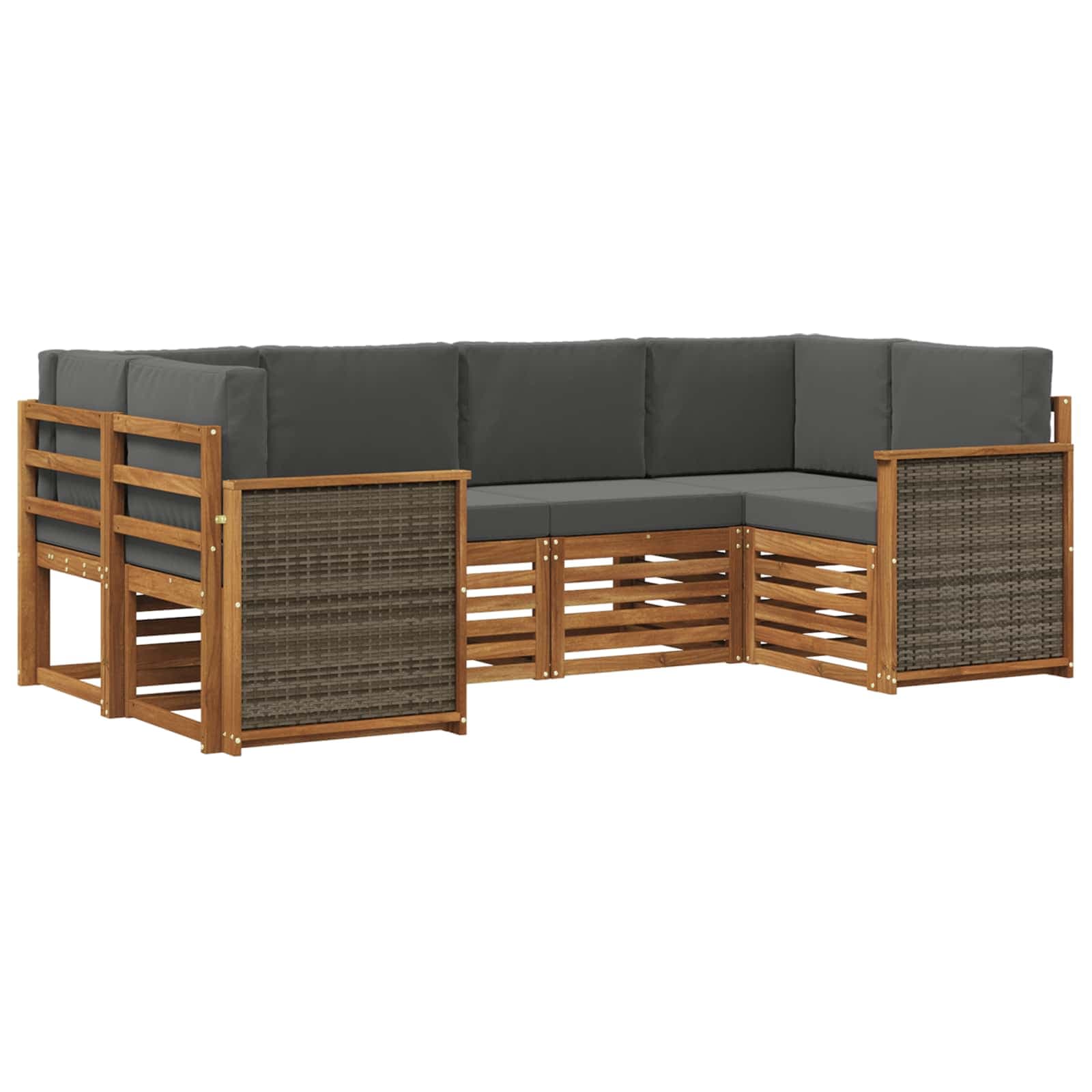 vidaXL Conjunto de Sofá Sectional 5 pcs Natural e Antracite