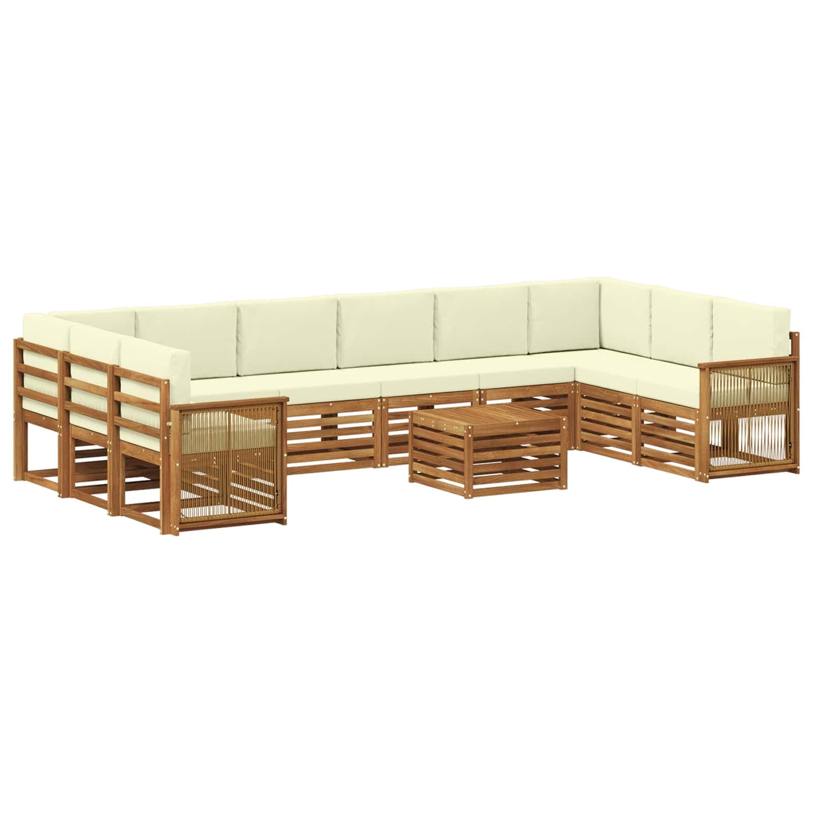 vidaXL Conjunto de Sofás para Exterior 8 pcs Natural e Creme