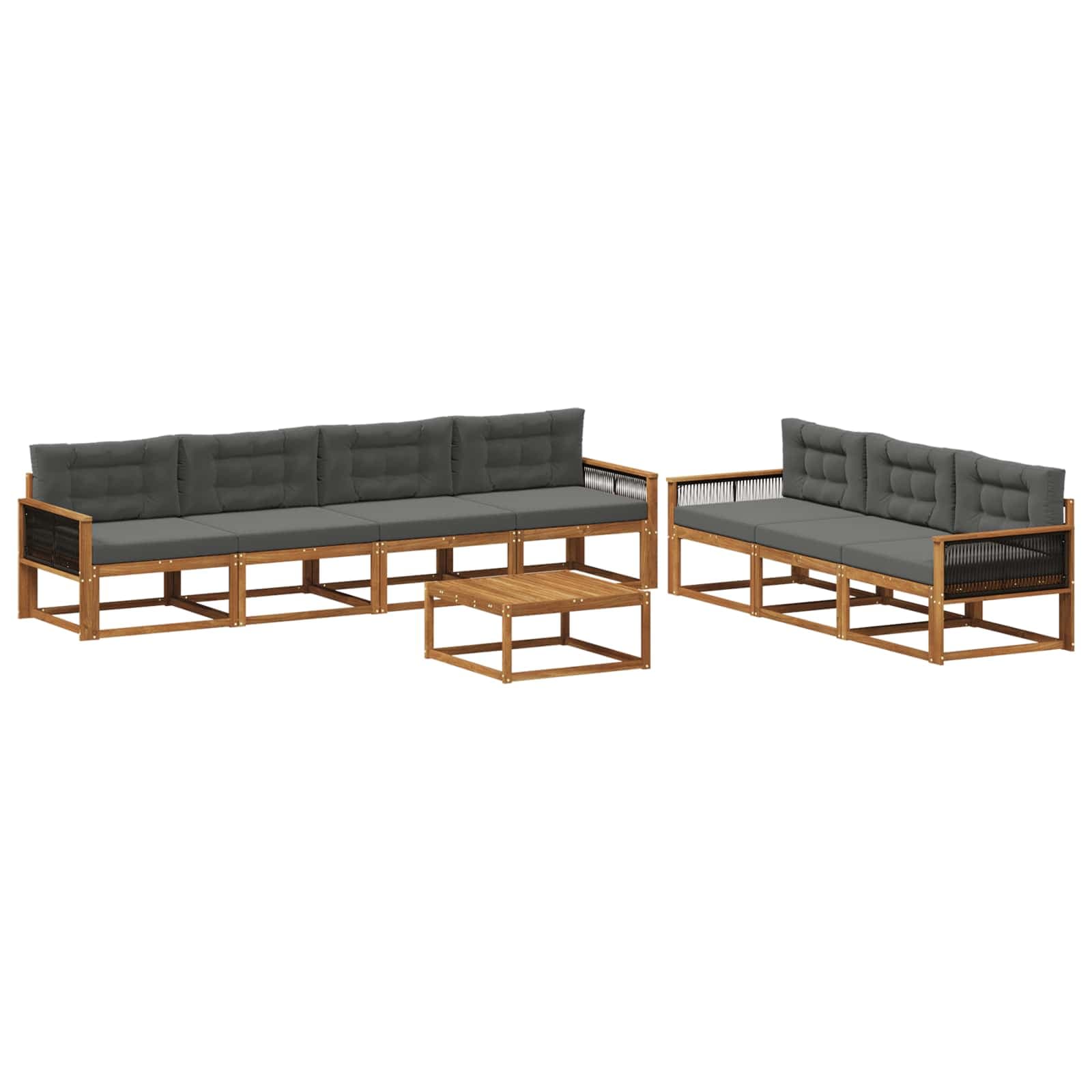 vidaXL Conjunto de Sofás para Exterior 8 pcs Natural e Antracite