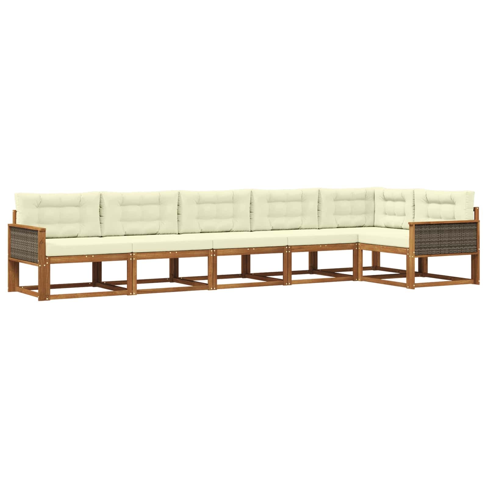 vidaXL Conjunto de Sofás para Exterior 6 pcs Natural e Creme