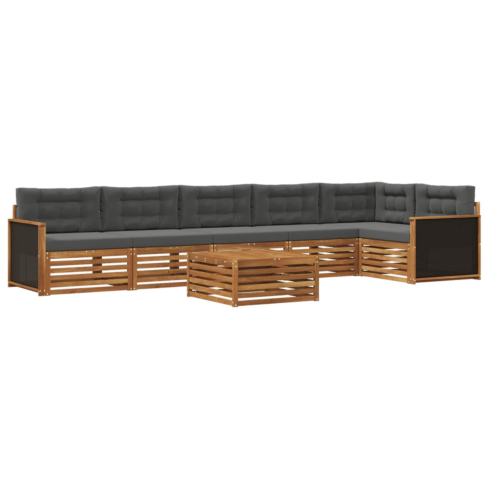 vidaXL Conjunto de Sofás para Exterior 7 pcs Natural e Antracite