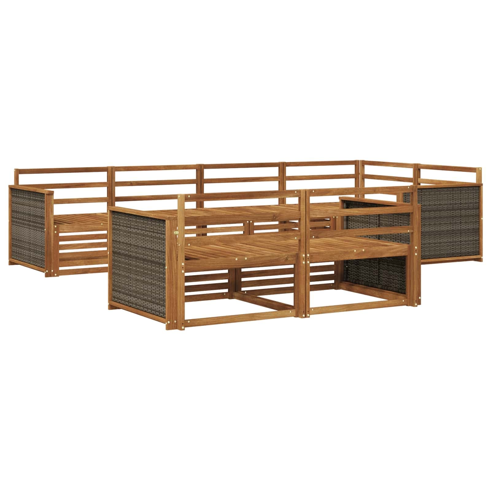 vidaXL Conjunto de Sofás para Exterior 7 pcs Natural