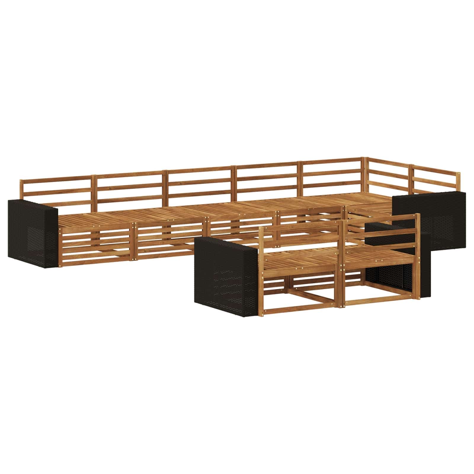 vidaXL Conjunto de Sofás para Exterior 8 pcs Natural