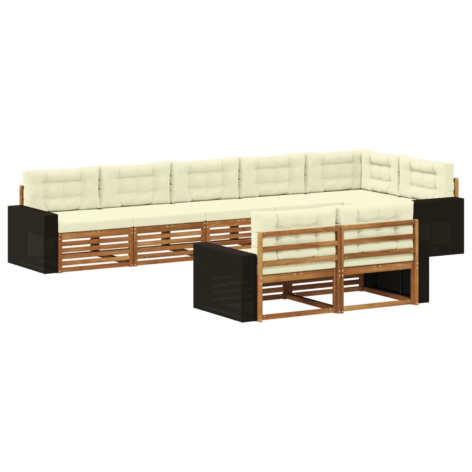 vidaXL Conjunto de Sofás para Exterior 8 pcs Natural e Creme