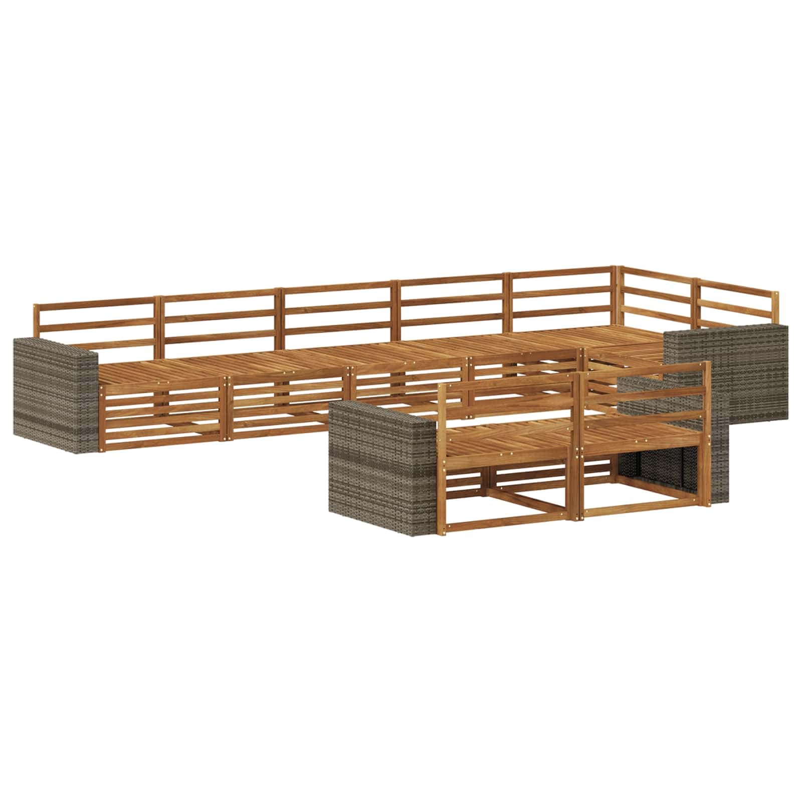vidaXL Conjunto de Sofás para Exterior 8 pcs Natural
