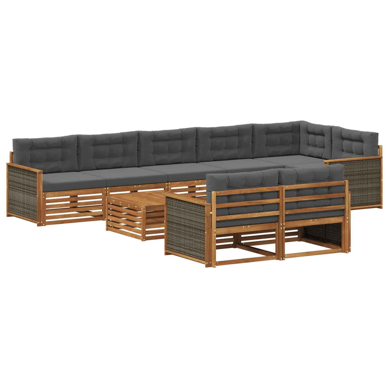 vidaXL Conjunto de Sofás para Exterior com almofada 9 pcs