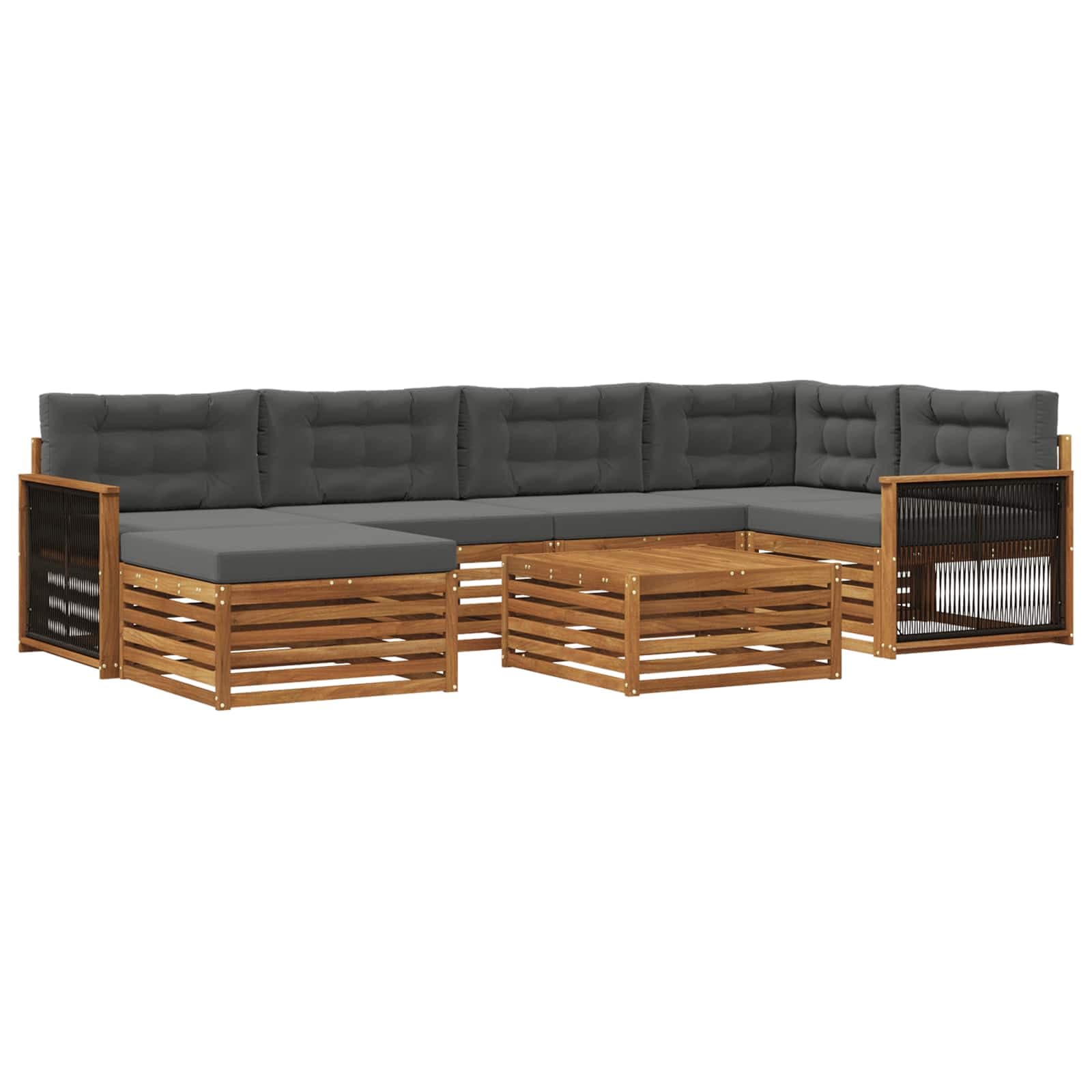 vidaXL Conjunto de Sofás para Exterior 7 pcs Natural e Antracite