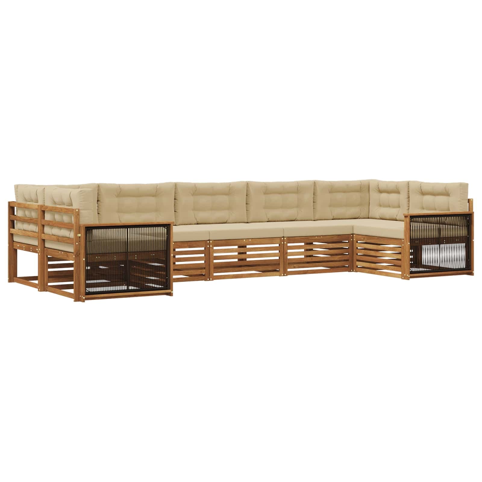 vidaXL Conjunto de Sofás para Exterior 7 pcs Natural e Bege