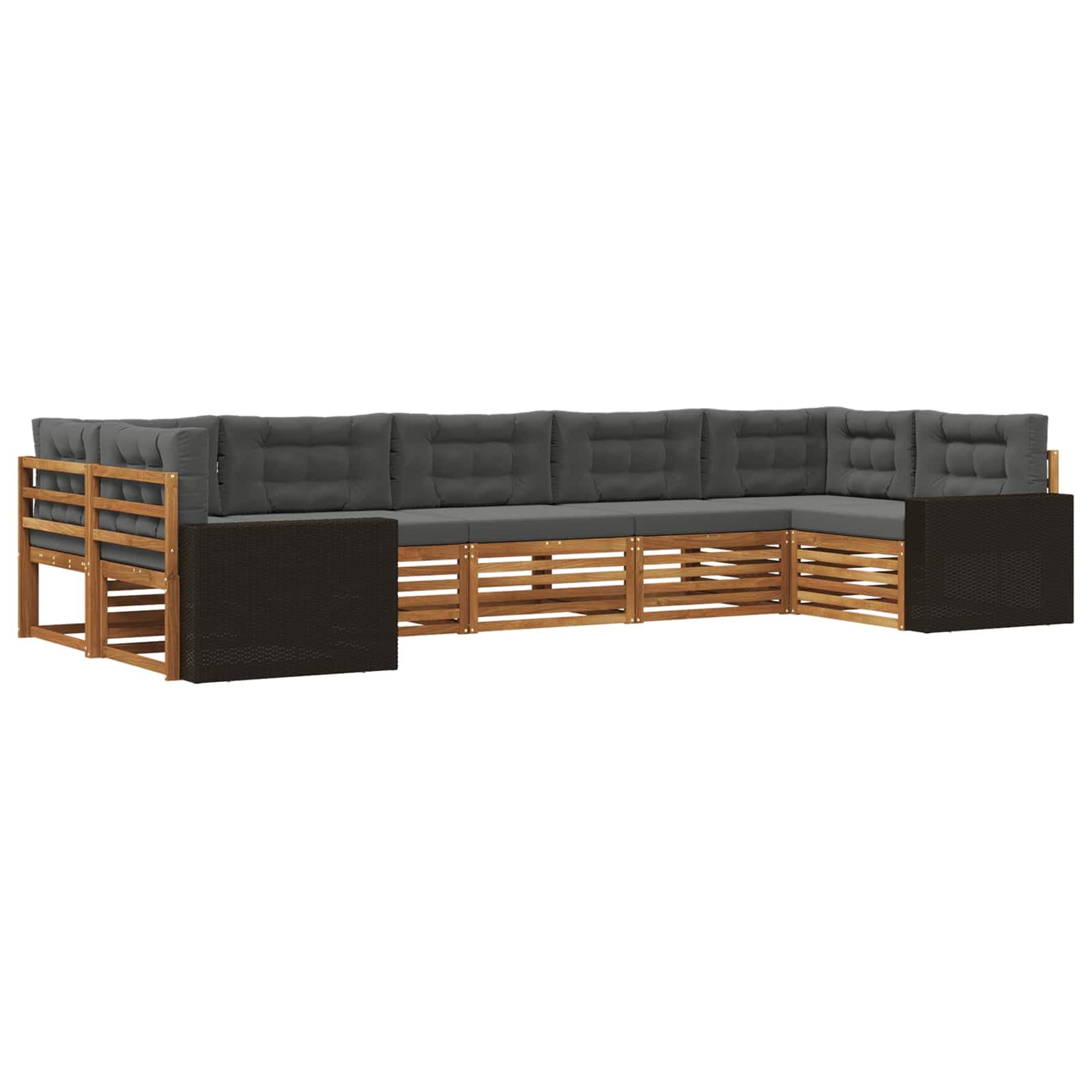 vidaXL Conjunto de Sofás para Exterior 7 pcs Natural e Antracite