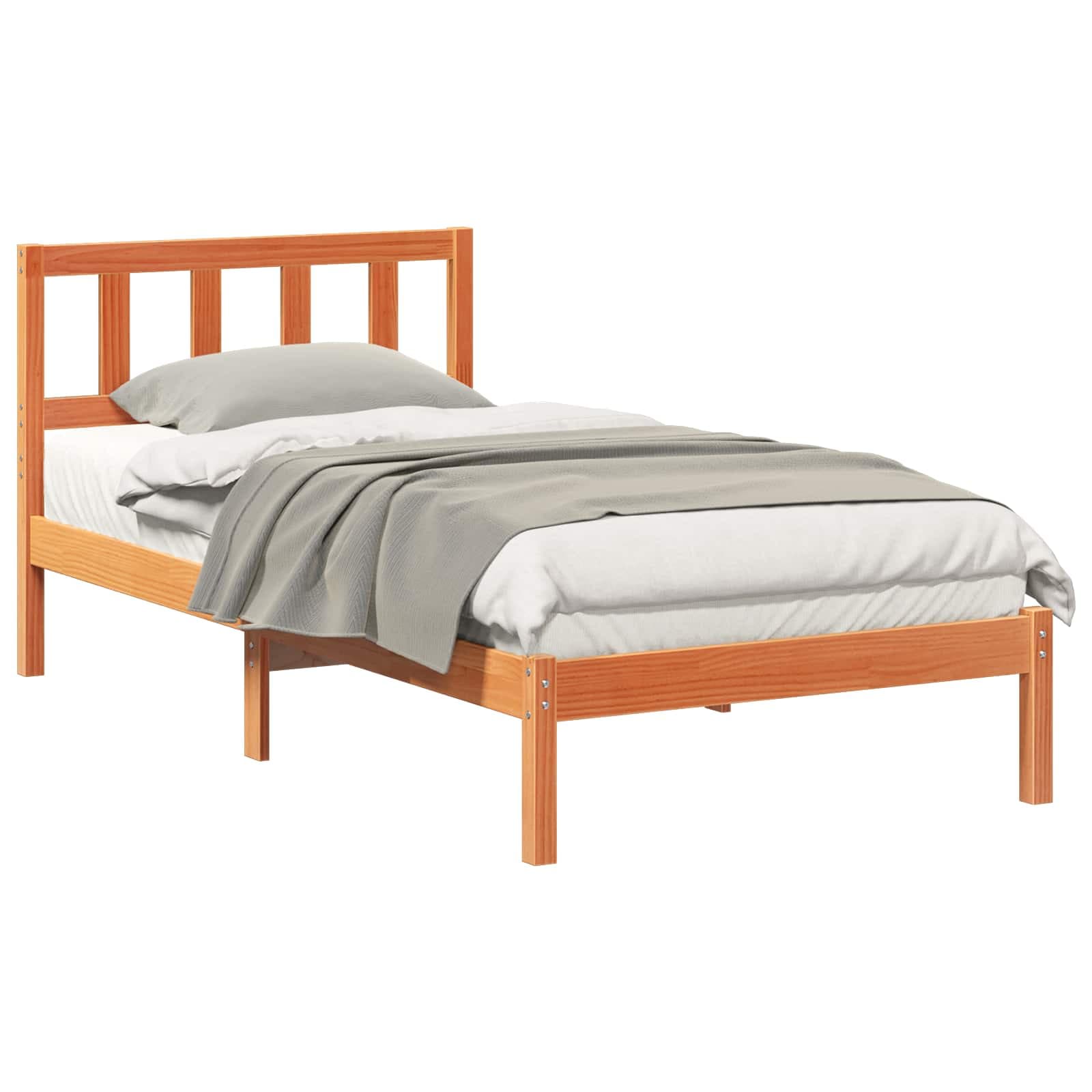 vidaXL Estrutura da Cama com cabeceira Marrom Cera 90 x 190 cm