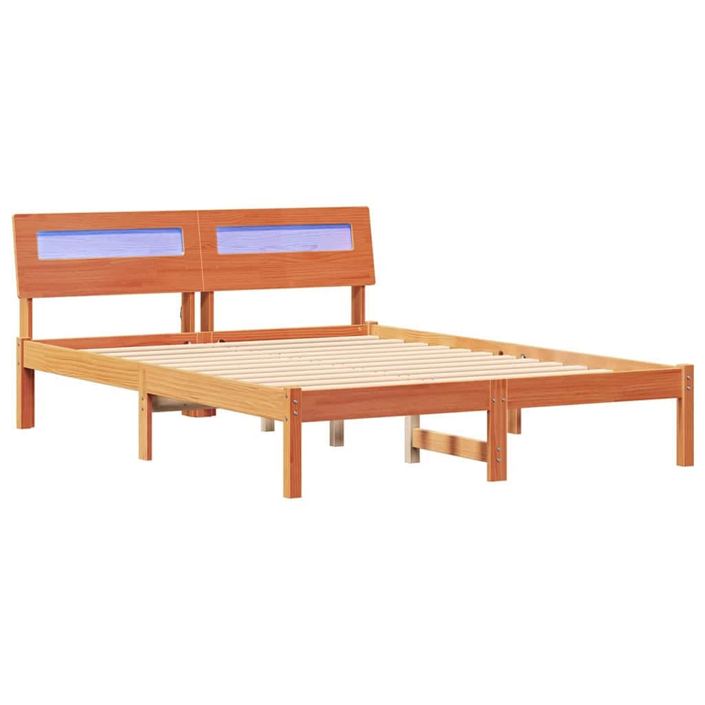 vidaXL Estrutura da Cama com cabeceira Marrom Cera 140 x 190 cm