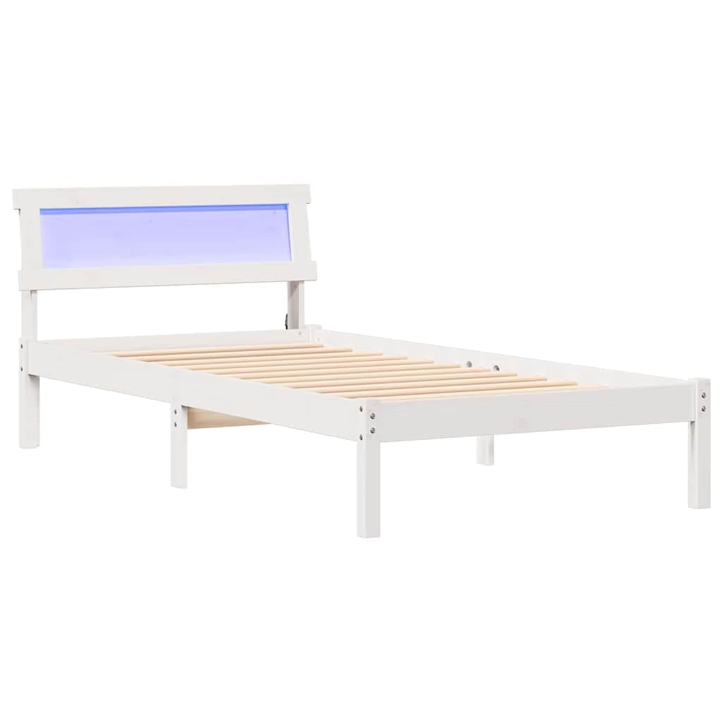 vidaXL Estrutura da Cama Branco 90 x 190 cm Madeira de Pinheiro Sólida