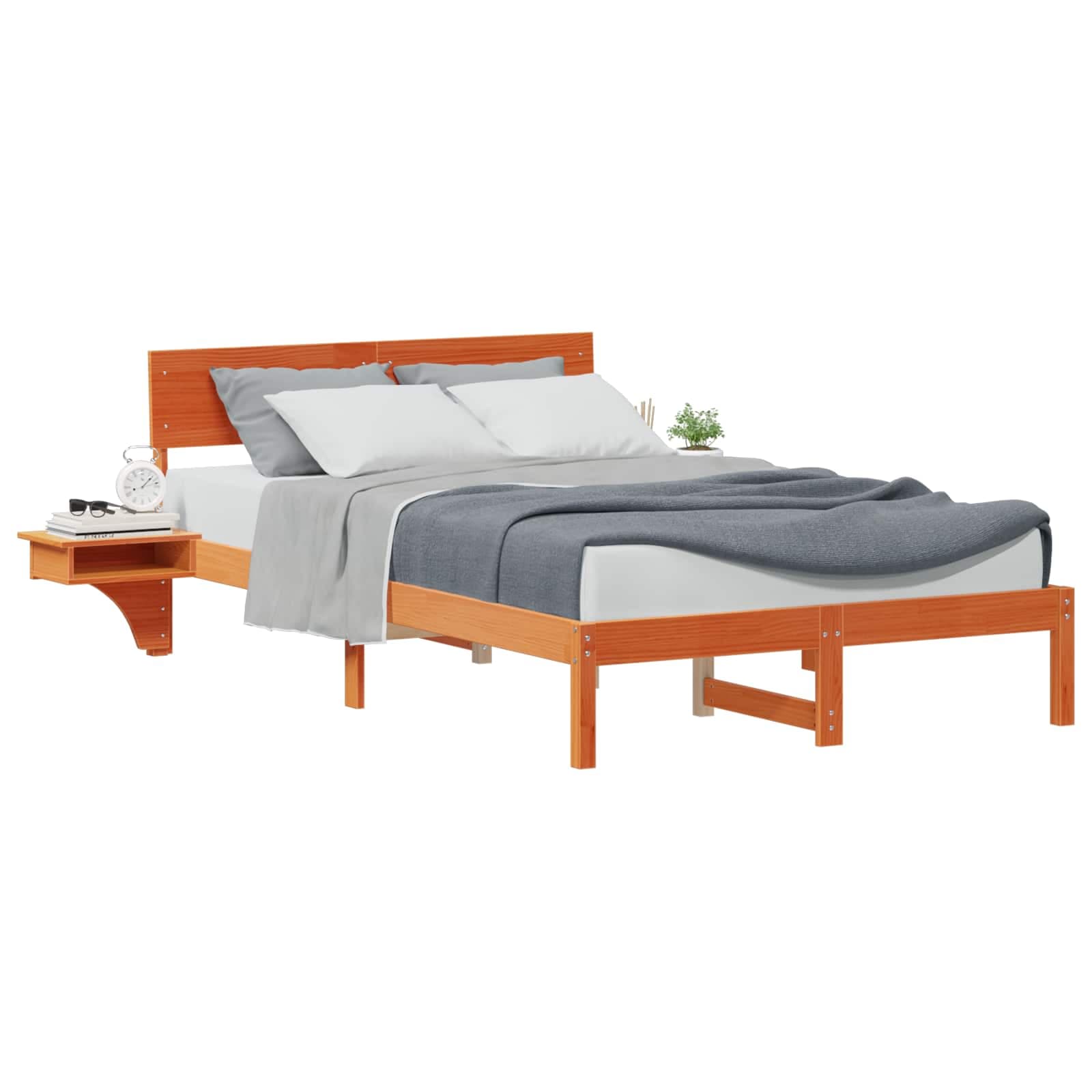 vidaXL Estrutura da Cama com cabeceira Marrom Cera 120 x 200 cm