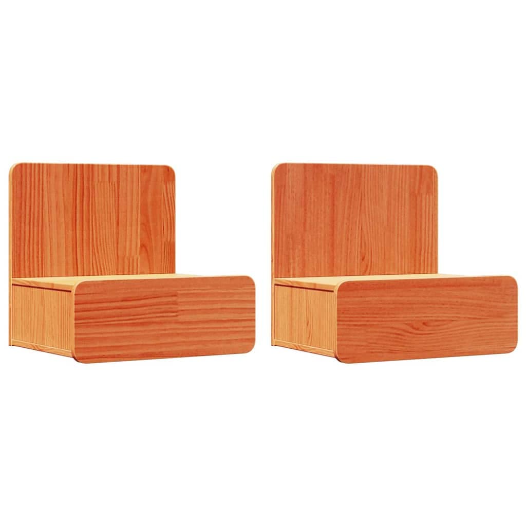 vidaXL Mesa-de-cabeceira 2 pcs Marrom Cera 44 x 32,5 x 40 cm