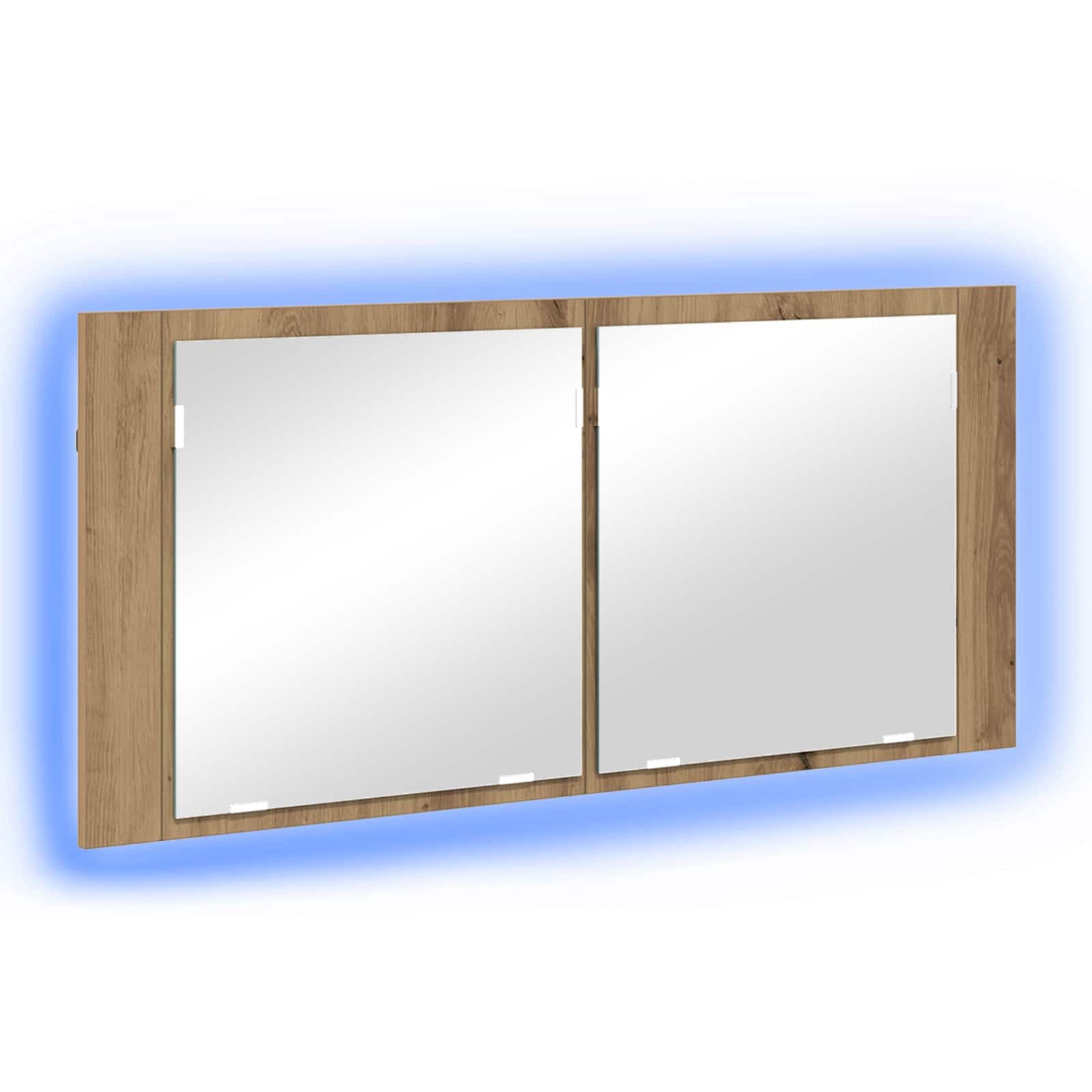 vidaXL Espelho de LED com porta Carvalho Artesanal 100 x 12 x 45 cm
