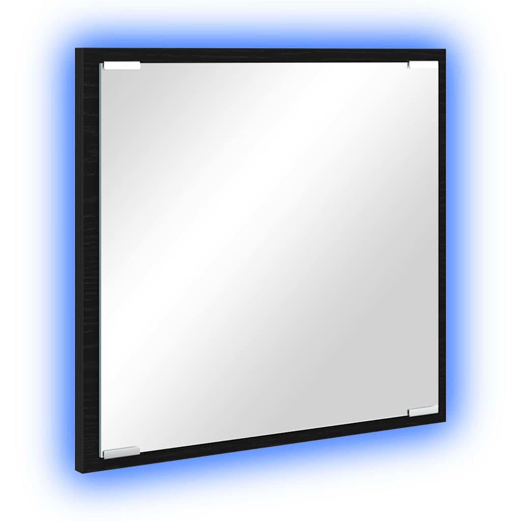 vidaXL Espelho de banheiro LED Carvalho Preto 40 x 37 x 8.5 cm