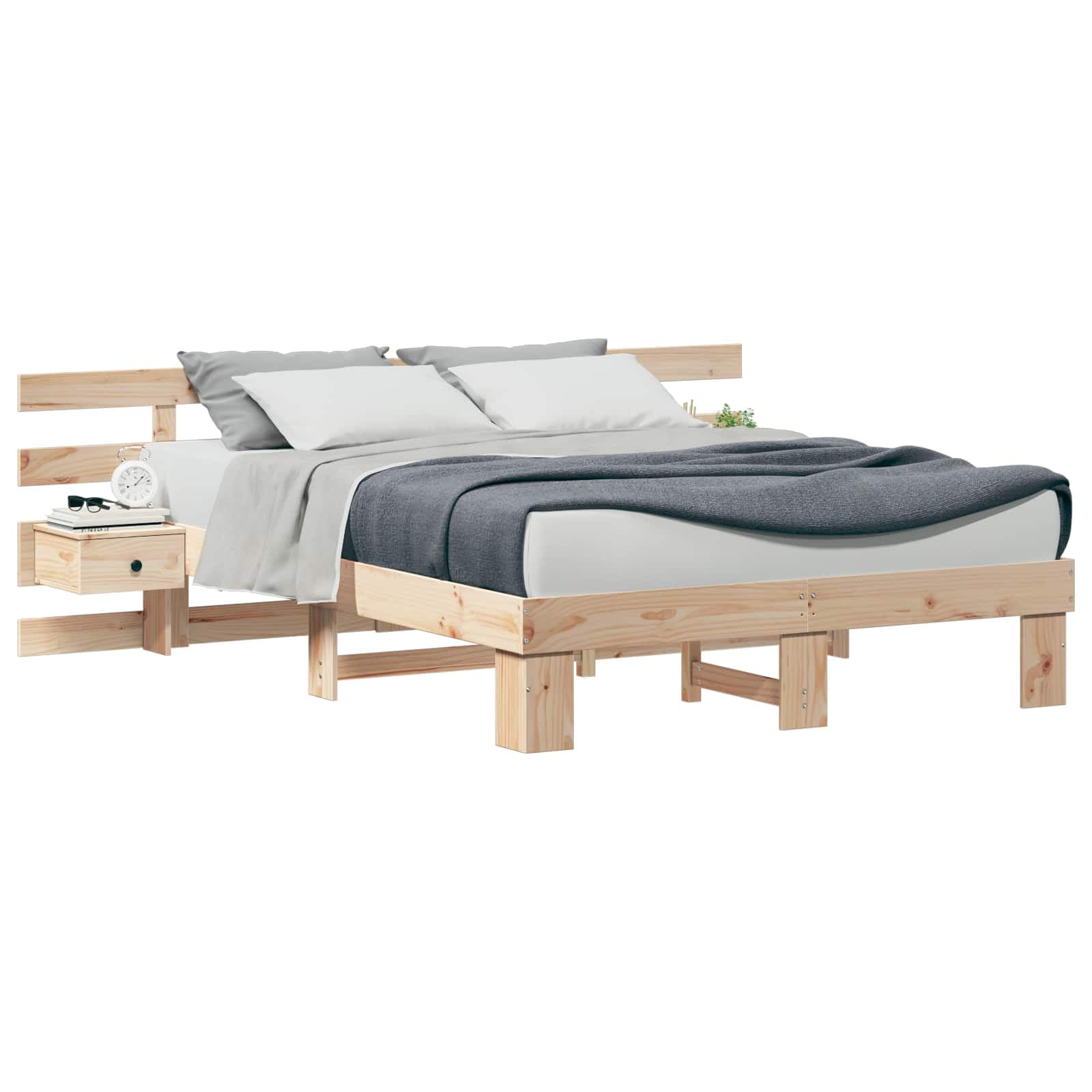 vidaXL Estrutura da Cama com cabeceira Castanho 150 x 200 cm