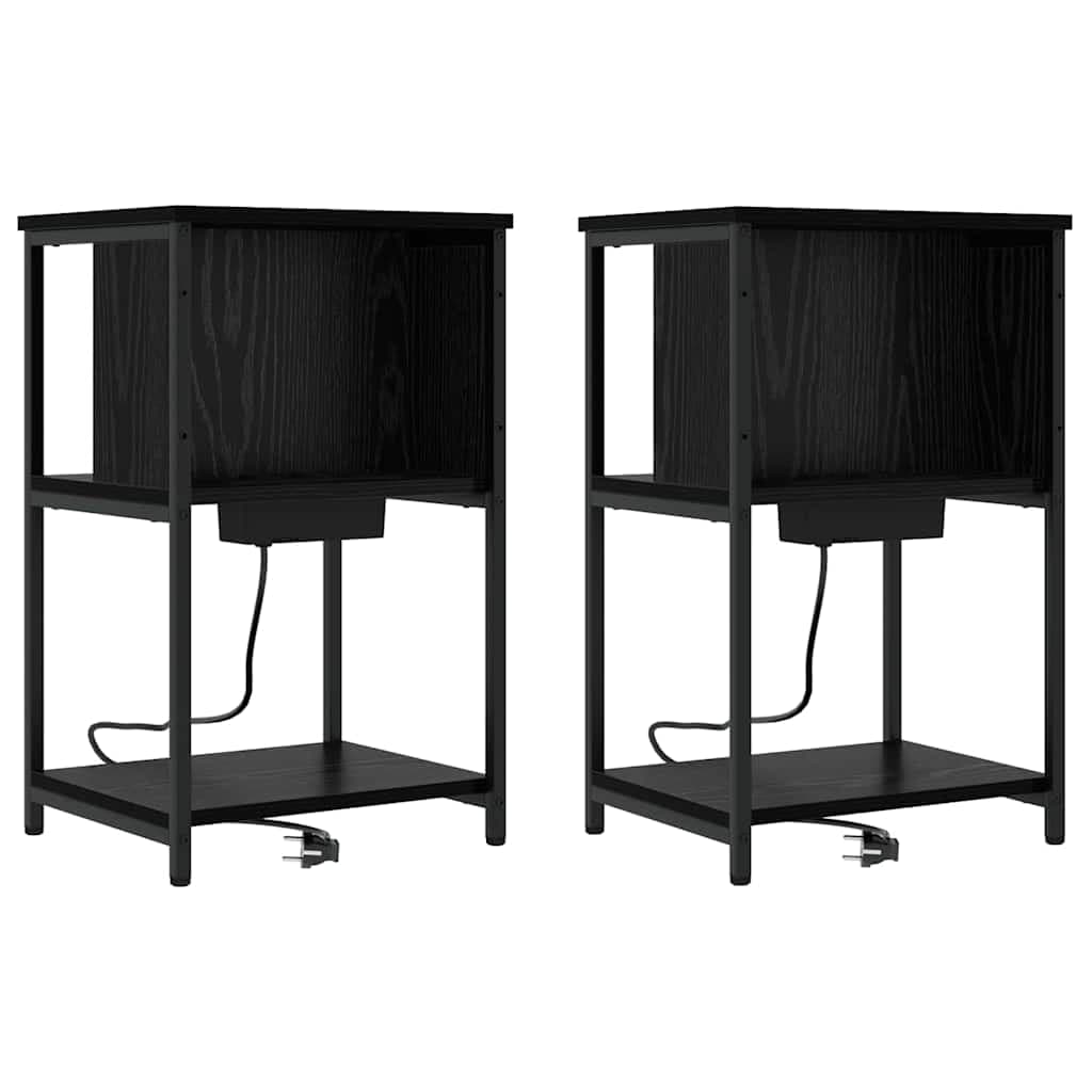 vidaXL Armário de Cabeceira 2 pcs Carvalho Preto 38 x 31 x 61 cm