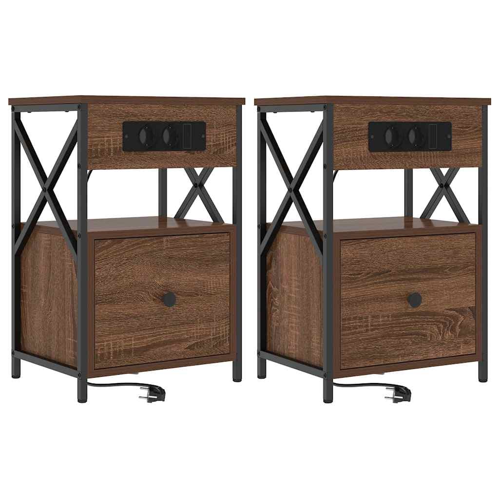 vidaXL Armário de Cabeceira 2 pcs Carvalho Marrom 40 x 31 x 60 cm