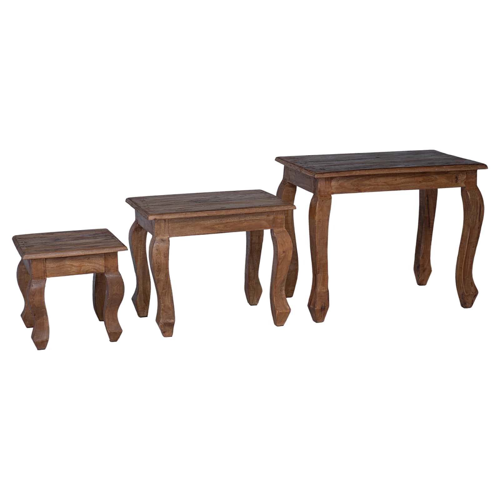 vidaXL Mesa de Ninho 3 pcs Castanho Madeira de mogno maciça