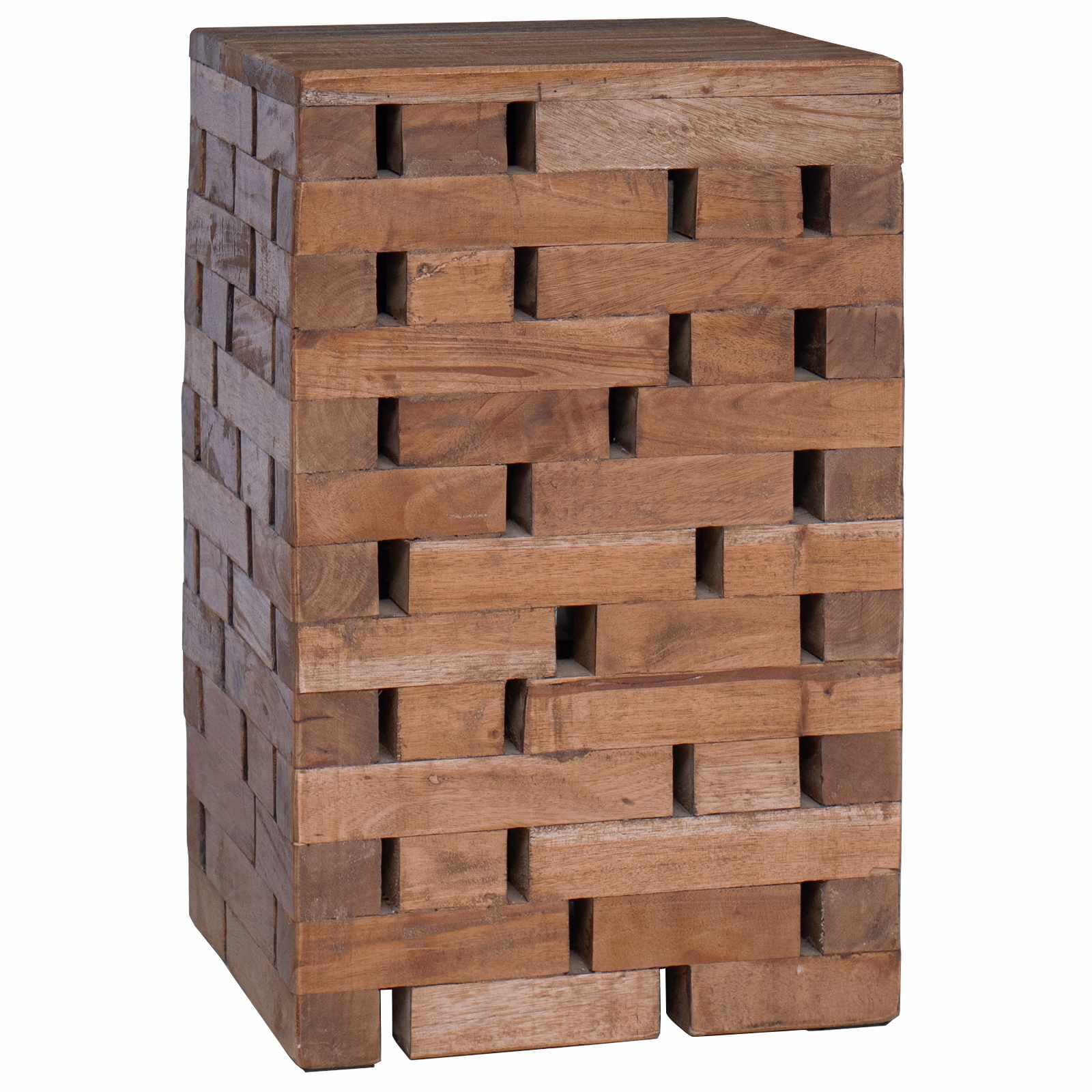 vidaXL Banqueta Natural 29 x 29 x 48 cm Madeira recuperada maciça