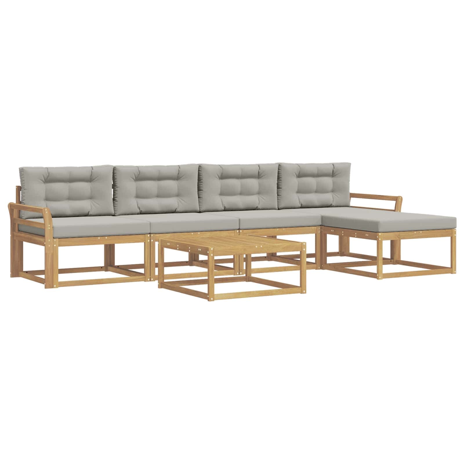 vidaXL Conjunto de Sofás para Exterior 6 pcs Branco e Cinzento-Claro