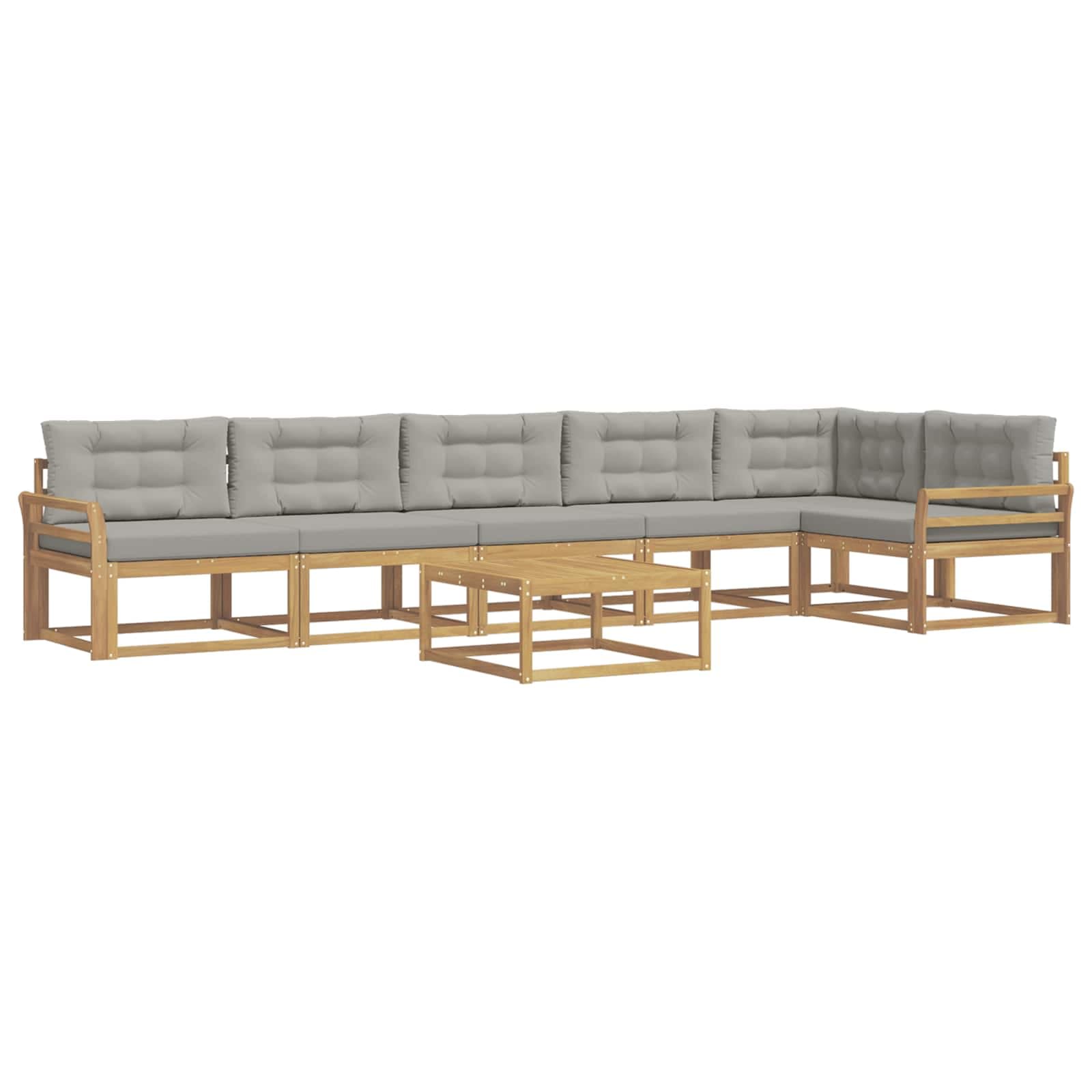 vidaXL Conjunto de Sofás para Exterior 7 pcs Branco e Cinzento-Claro