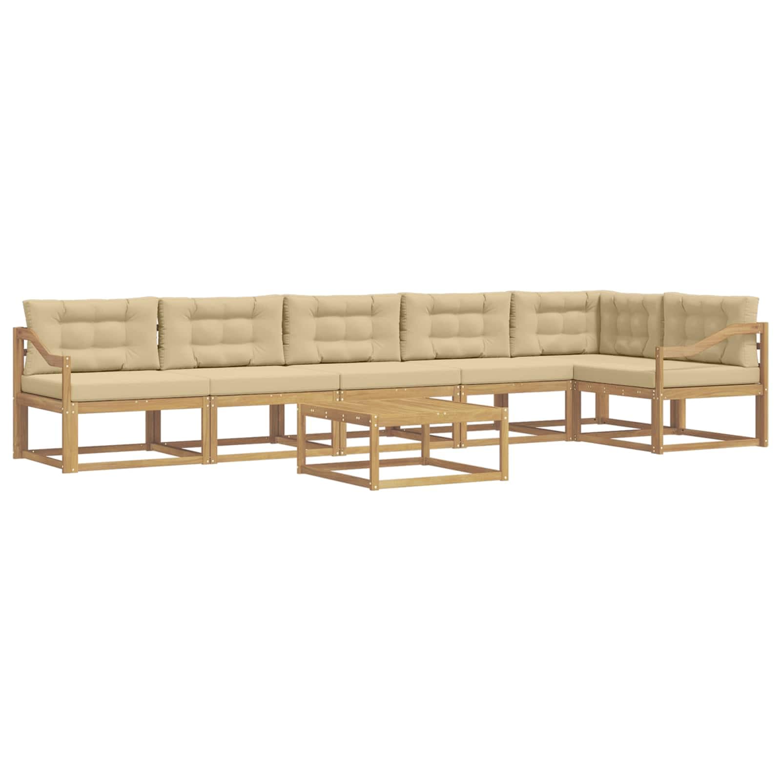 vidaXL Conjunto de Sofás para Exterior 7 pcs Branco e Bege