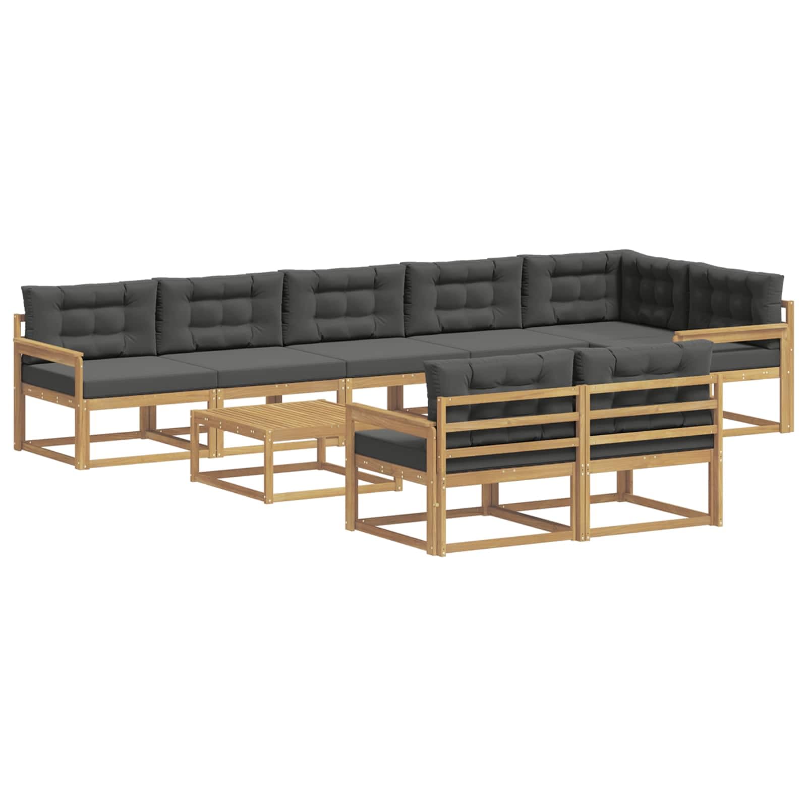 vidaXL Conjunto de Sofás para Exterior 9 pcs Branco e Antracite
