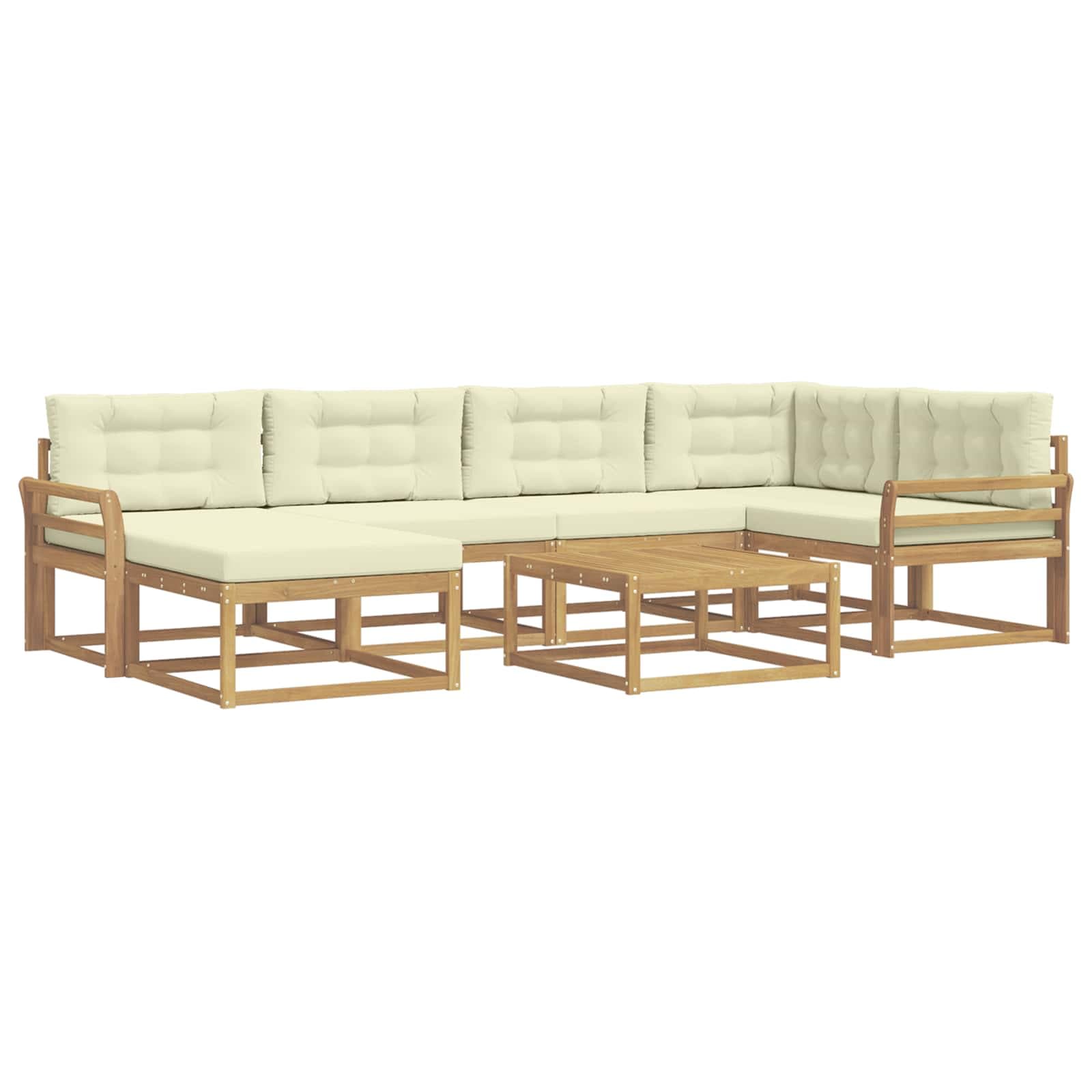 vidaXL Conjunto de Sofás para Exterior 7 pcs Branco e Creme
