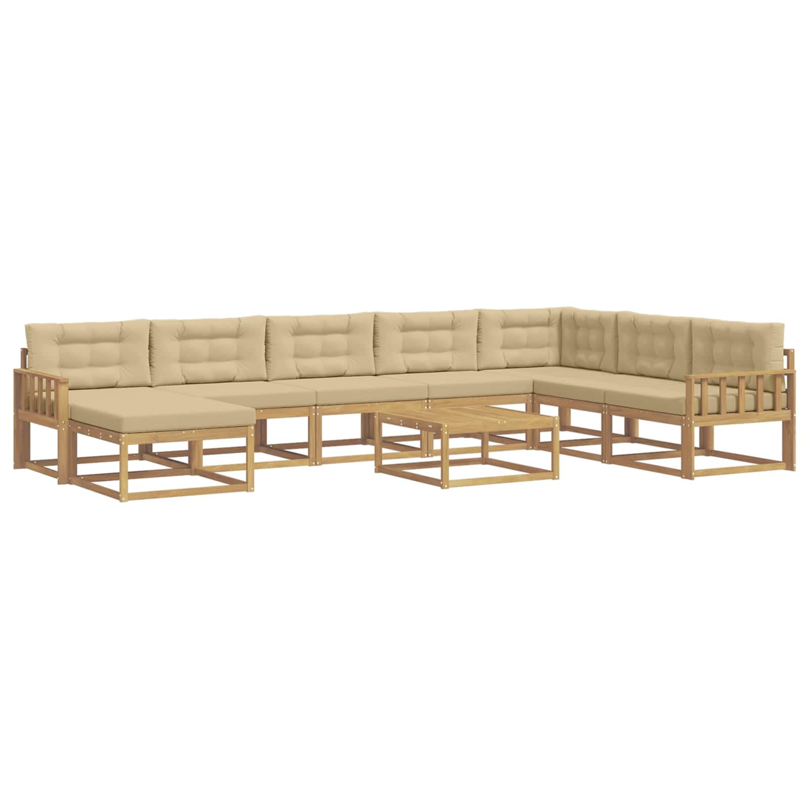 vidaXL Conjunto de Sofás para Exterior 9 pcs Branco e Bege