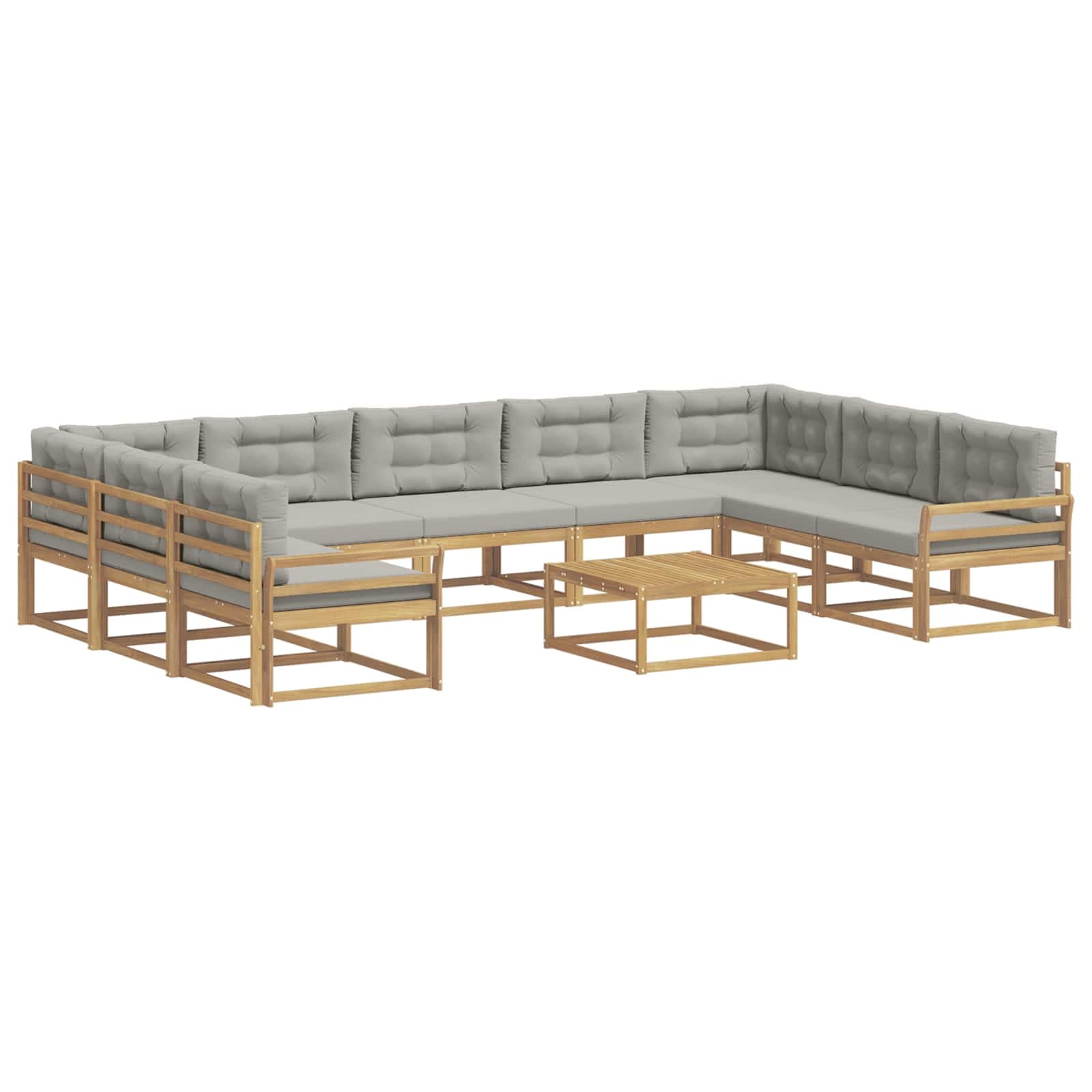 vidaXL Conjunto de Sofás para Exterior 10 pcs Branco e Cinzento-Claro