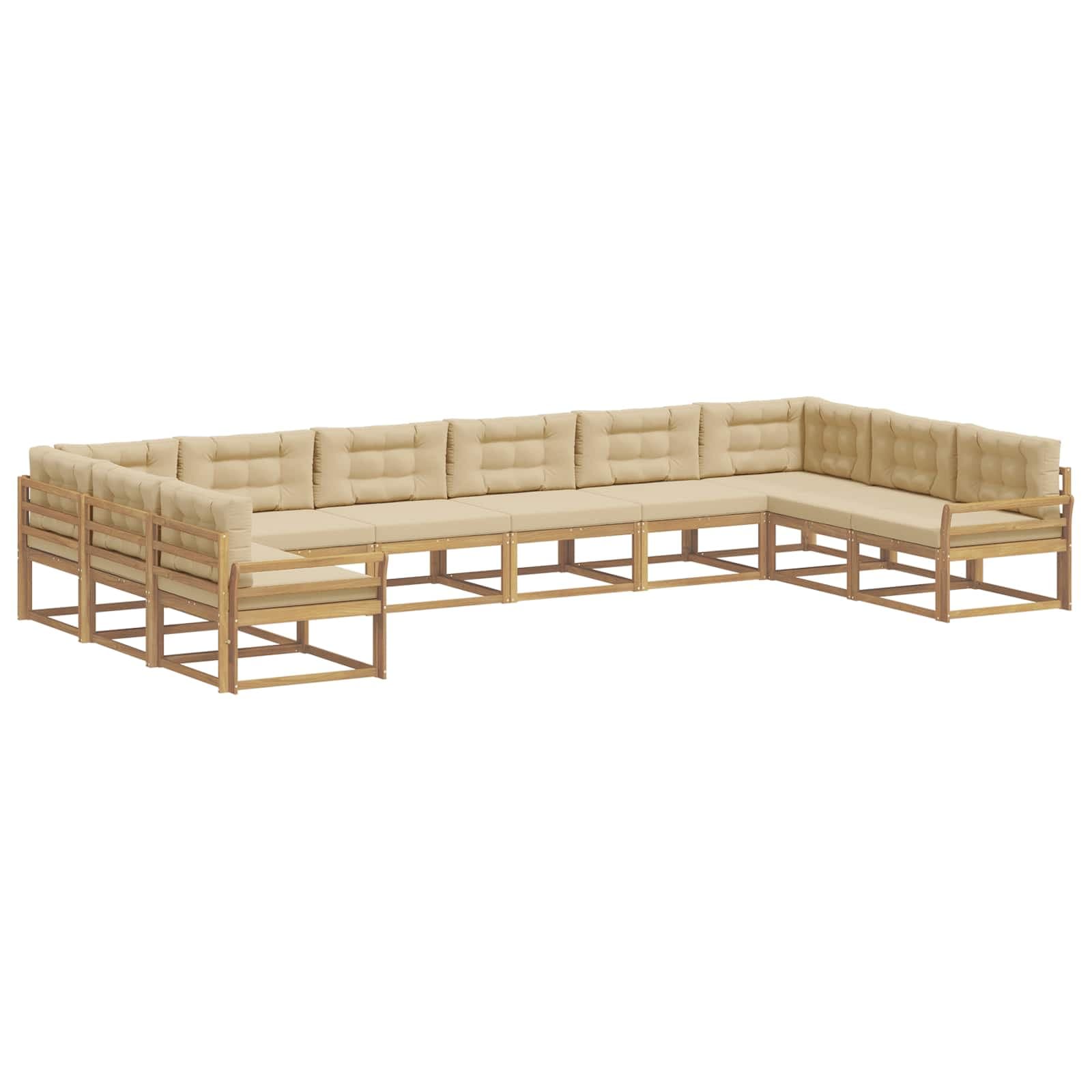 vidaXL Conjunto de Sofás para Exterior 10 pcs Branco e Bege