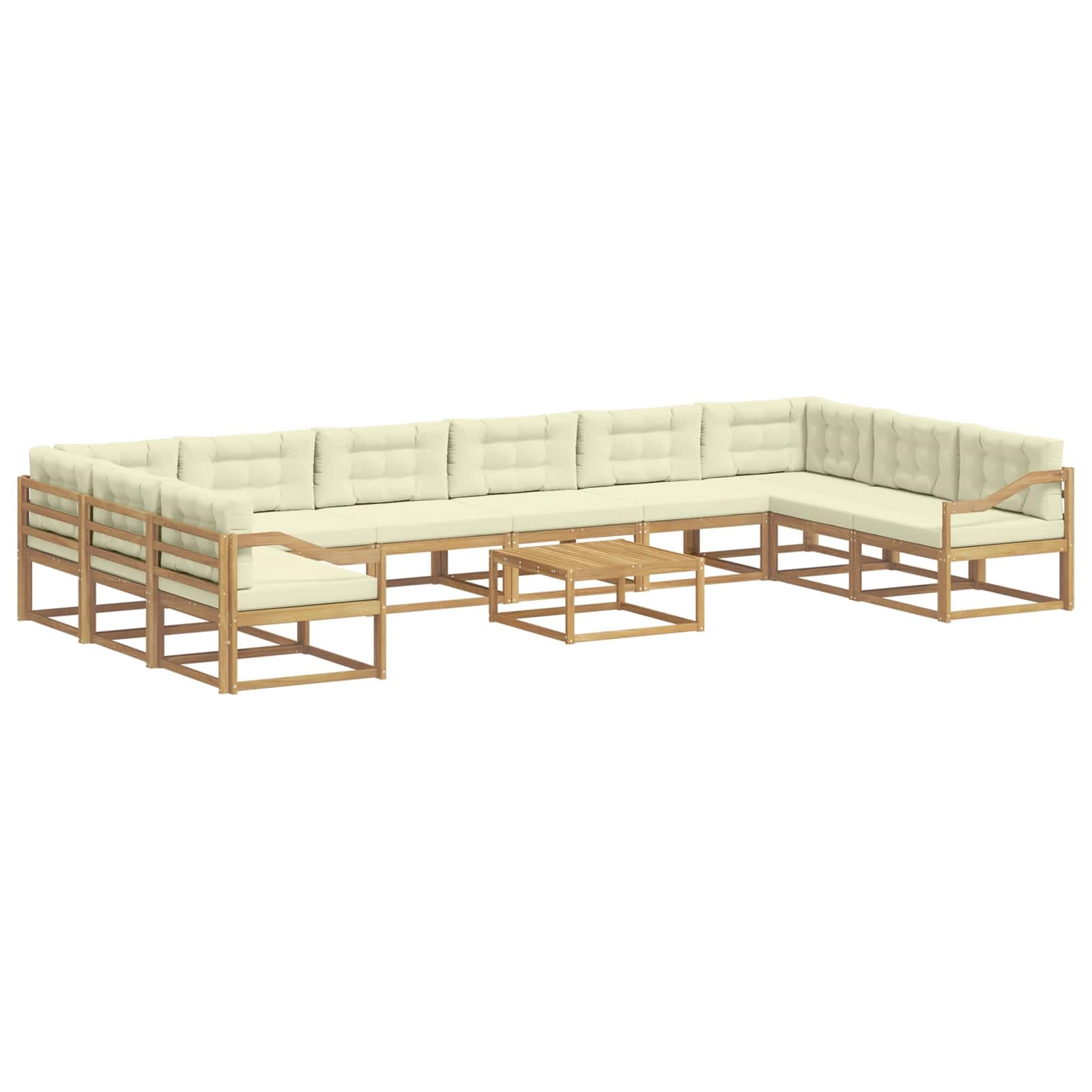 vidaXL Conjunto de Sofás para Exterior 11 pcs Branco e Creme