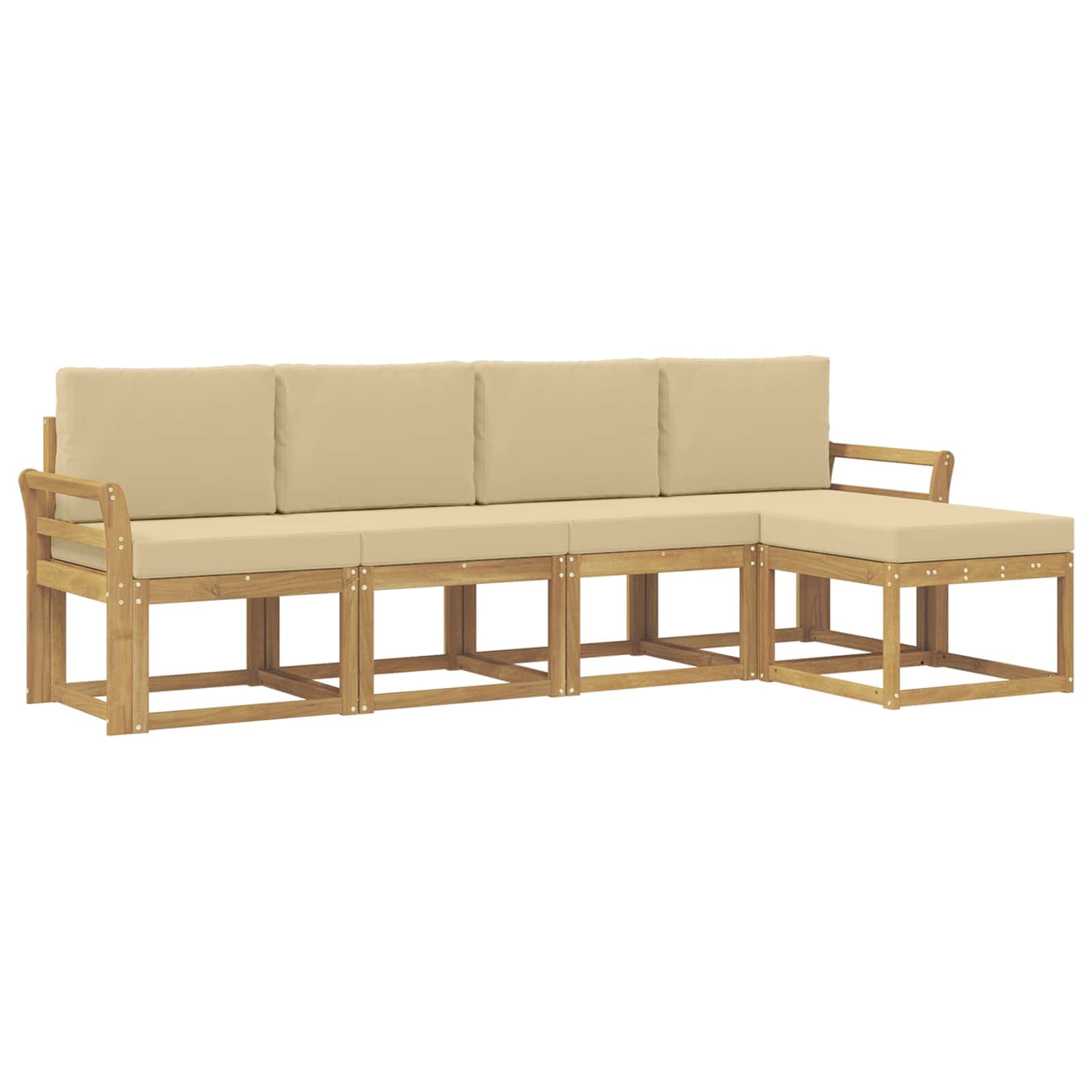 vidaXL Conjunto de Sofás para Exterior 5 pcs Branco e Bege