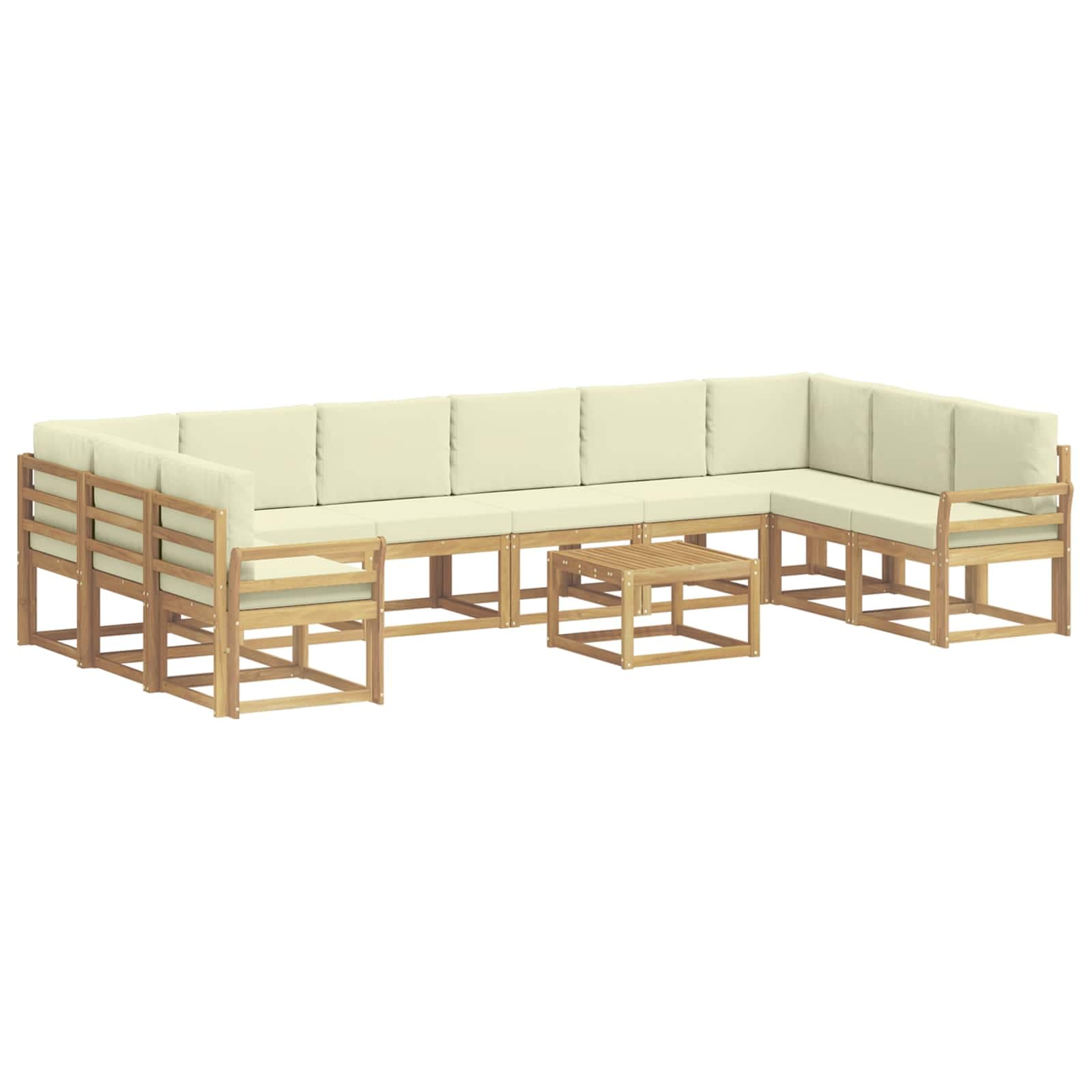 vidaXL Conjunto de Sofás para Exterior 11 pcs Branco e Creme