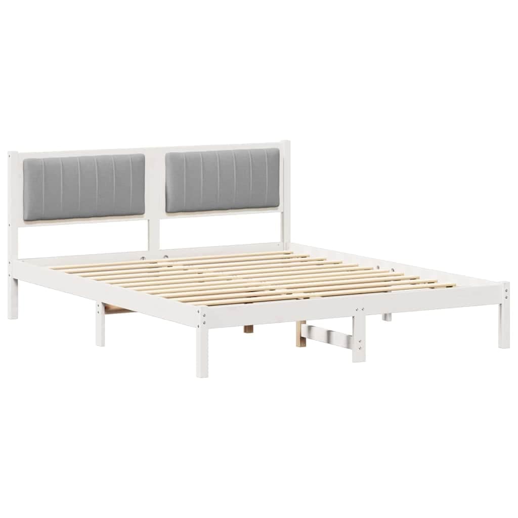 vidaXL Estrutura de Cama com Cabeceira Estofada Cinzento-claro