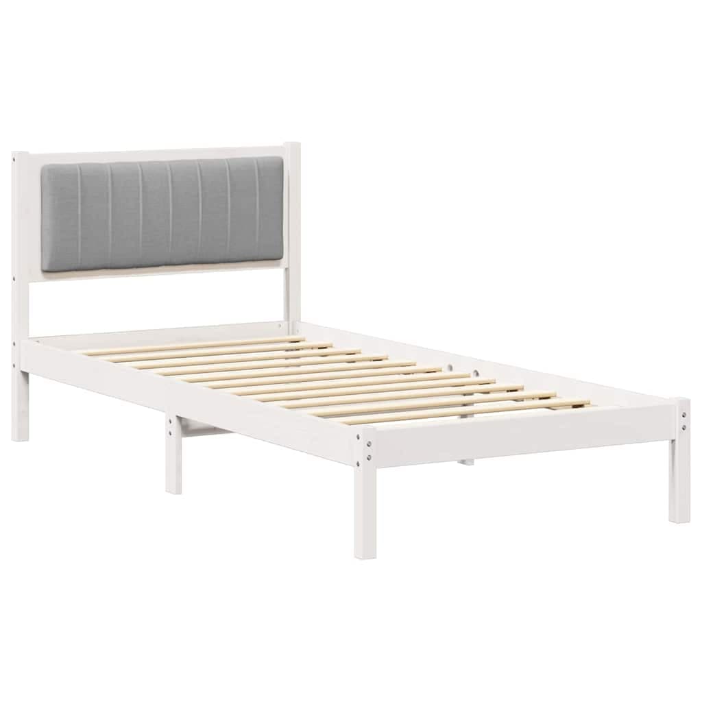 vidaXL Estrutura de Cama com Cabeceira Estofada Cinzento-claro