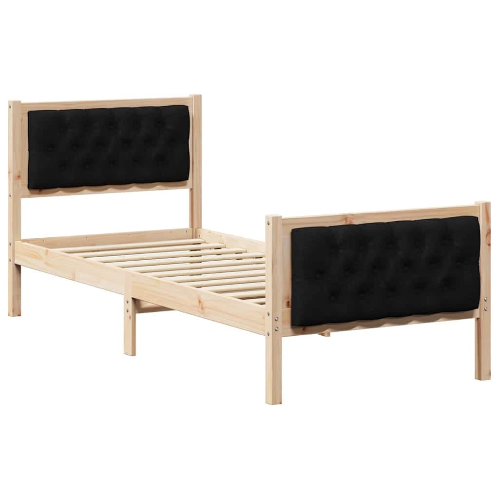 vidaXL Estrutura da Cama Preto 75 x 190 cm Madeira de Pinheiro Sólida